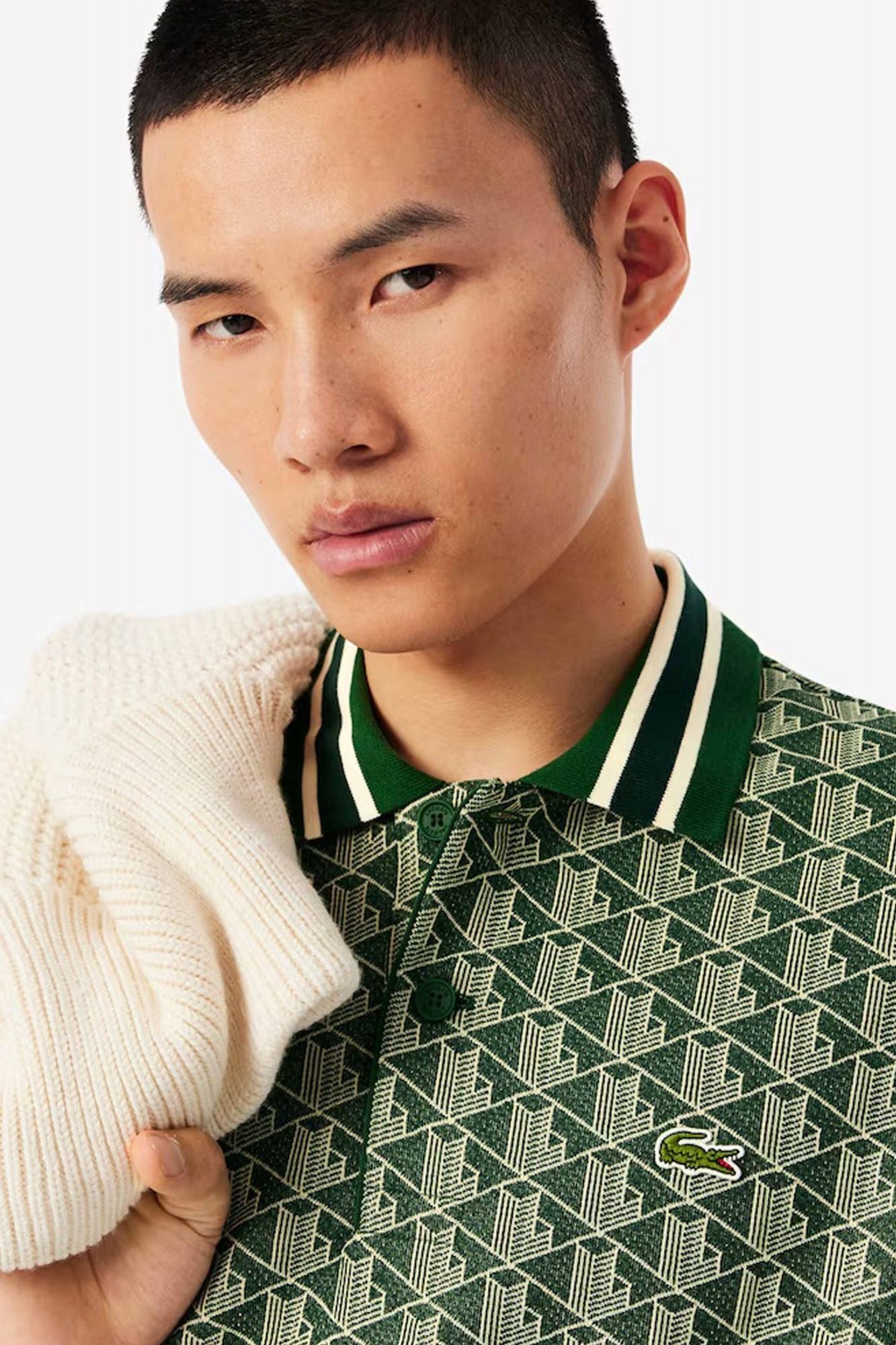 LACOSTE CLASSIC FIT MONOGRAM POLO en color VERDE (4)