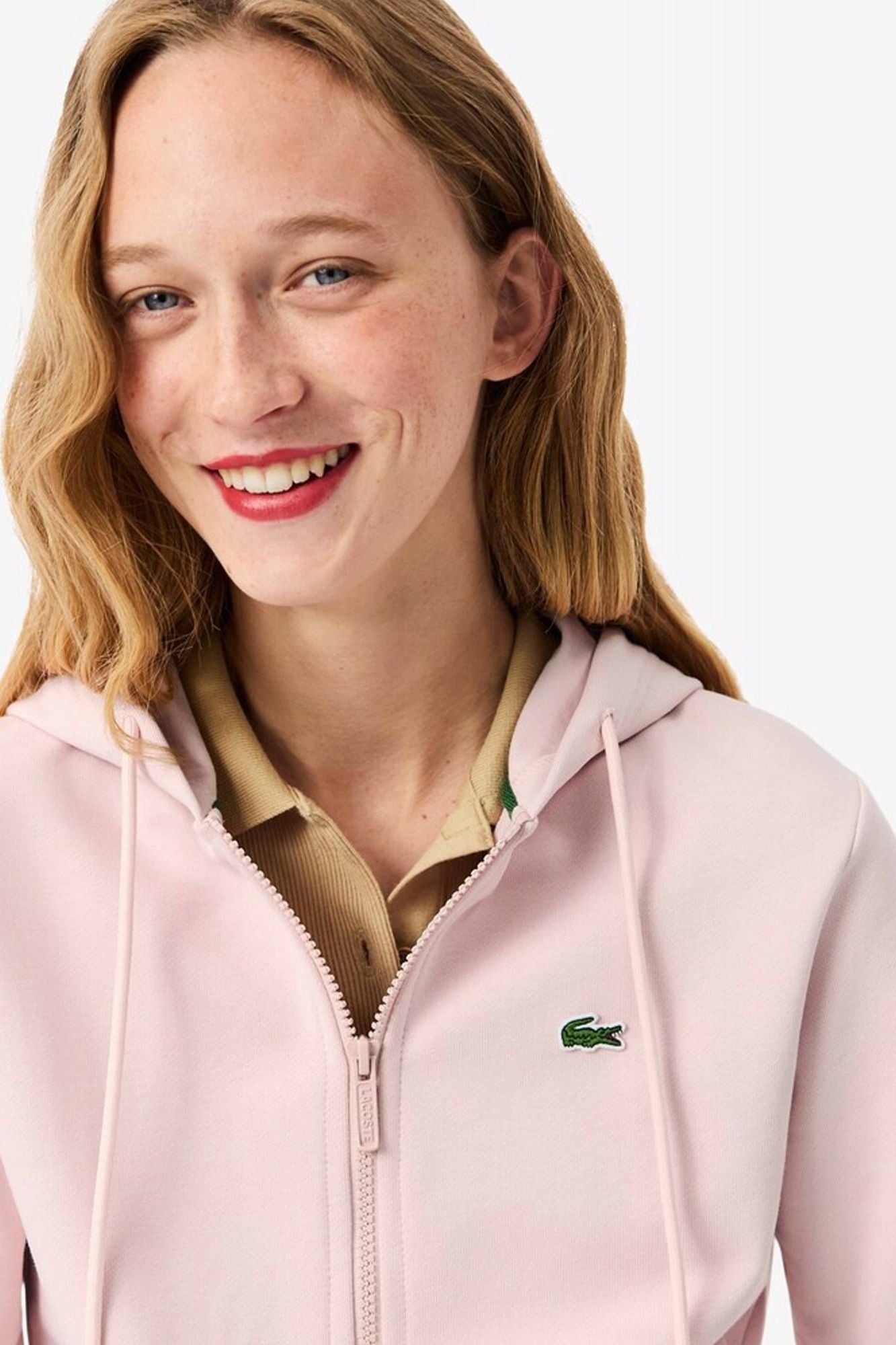 LACOSTE ZIPPED FLEECE HOODIE en color ROSA (4)