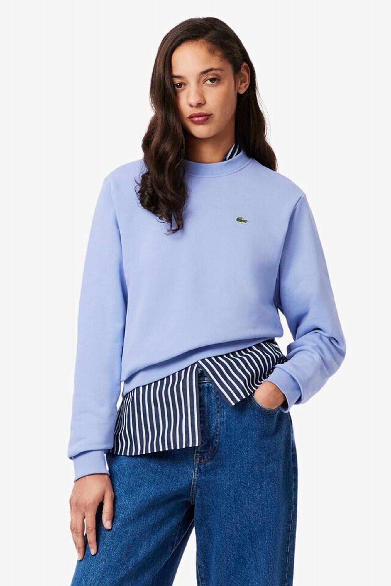 LACOSTE RELAXED FIT FLEECE CREW NECK en color AZUL (1)