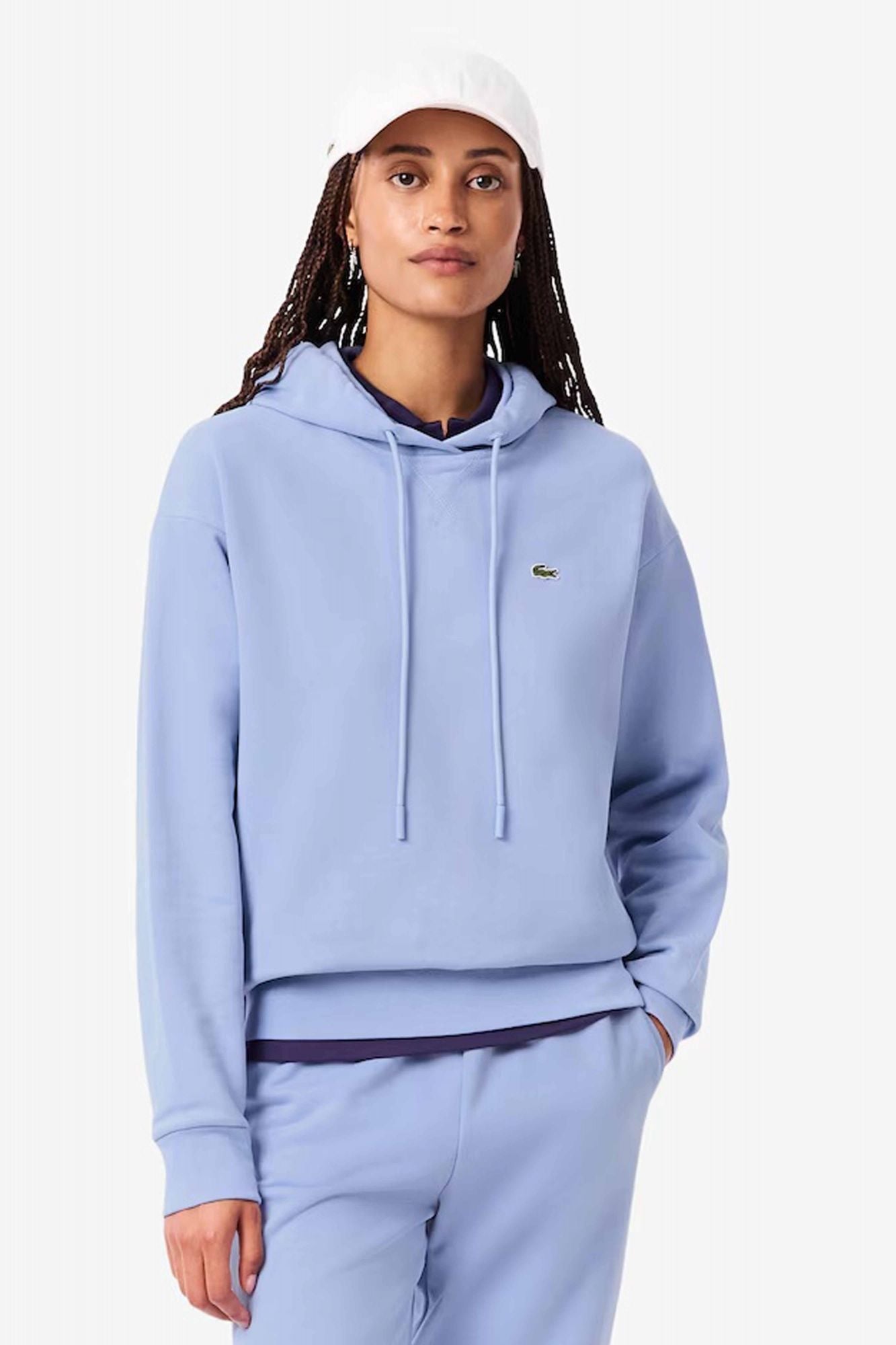 LACOSTE OVERSIZED FLEECE HOODIE en color AZUL (1)