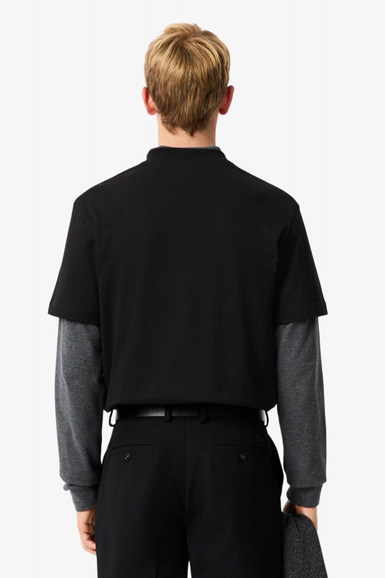 LACOSTE HEAVY JERSEY LANDSCAPE CROCODILE T-SHIRT en color NEGRO (3)