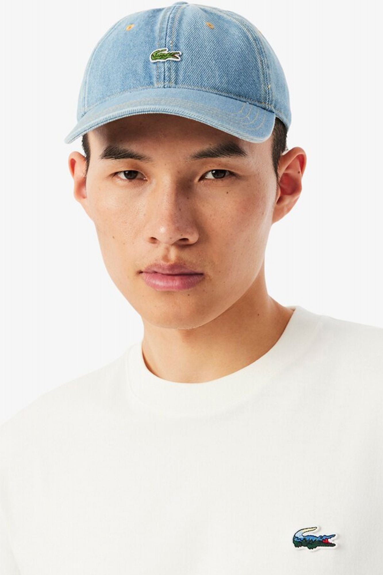 LACOSTE HEAVY JERSEY LANDSCAPE CROCODILE T-SHIRT en color BLANCO (4)