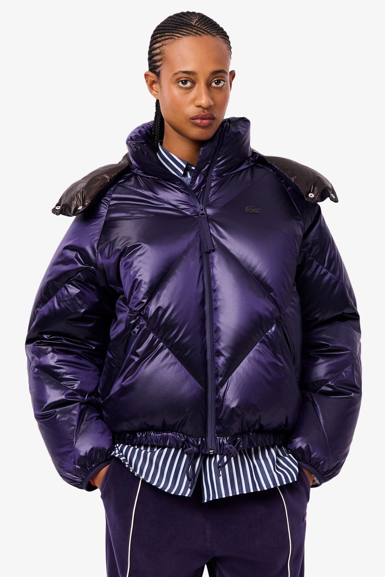 LACOSTE PADDED HOODED JACKET en color VIOLETA (1)