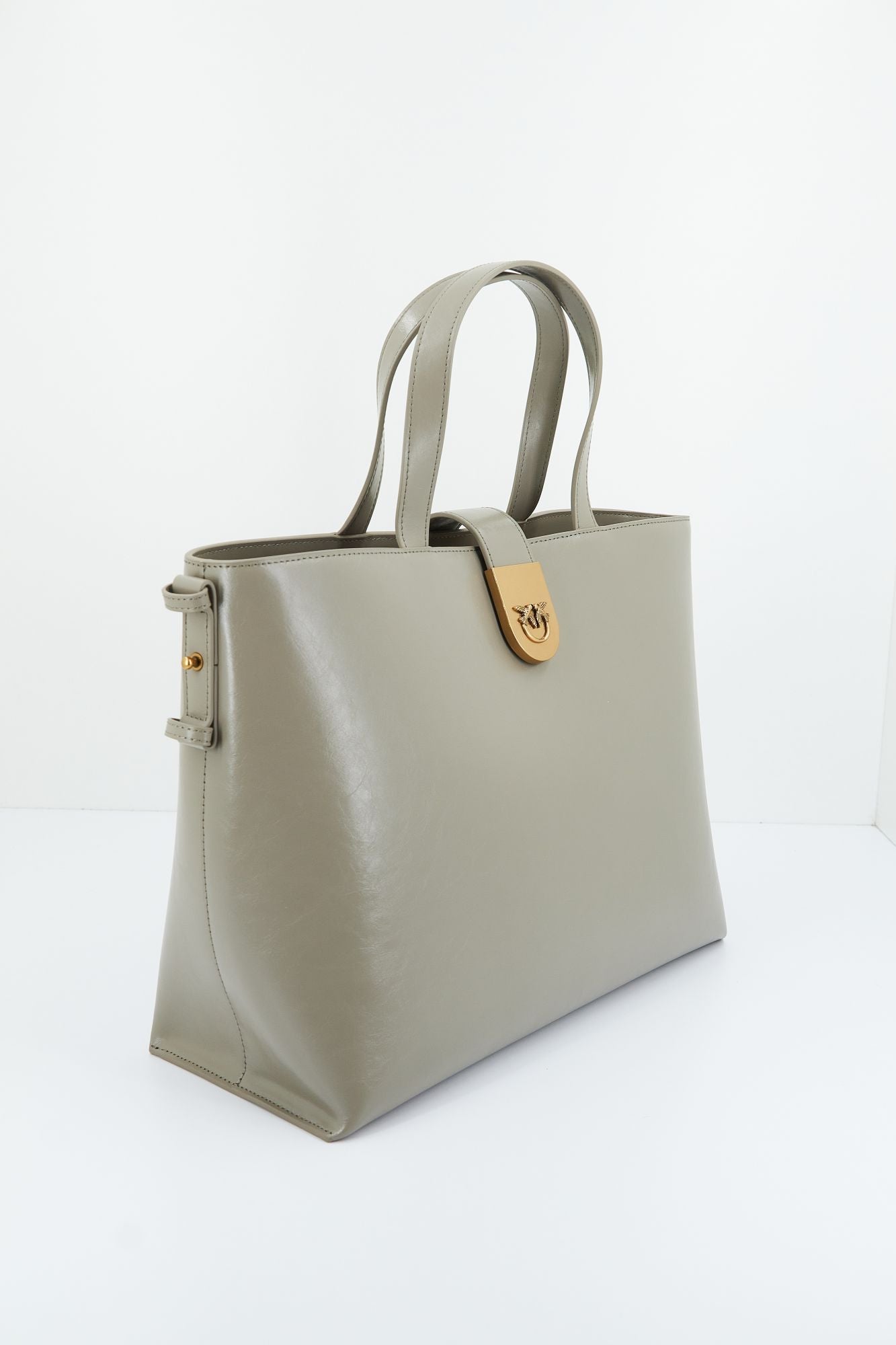 PINKO BRIOCHE SHOPPER VITELLO en color GRIS (2)