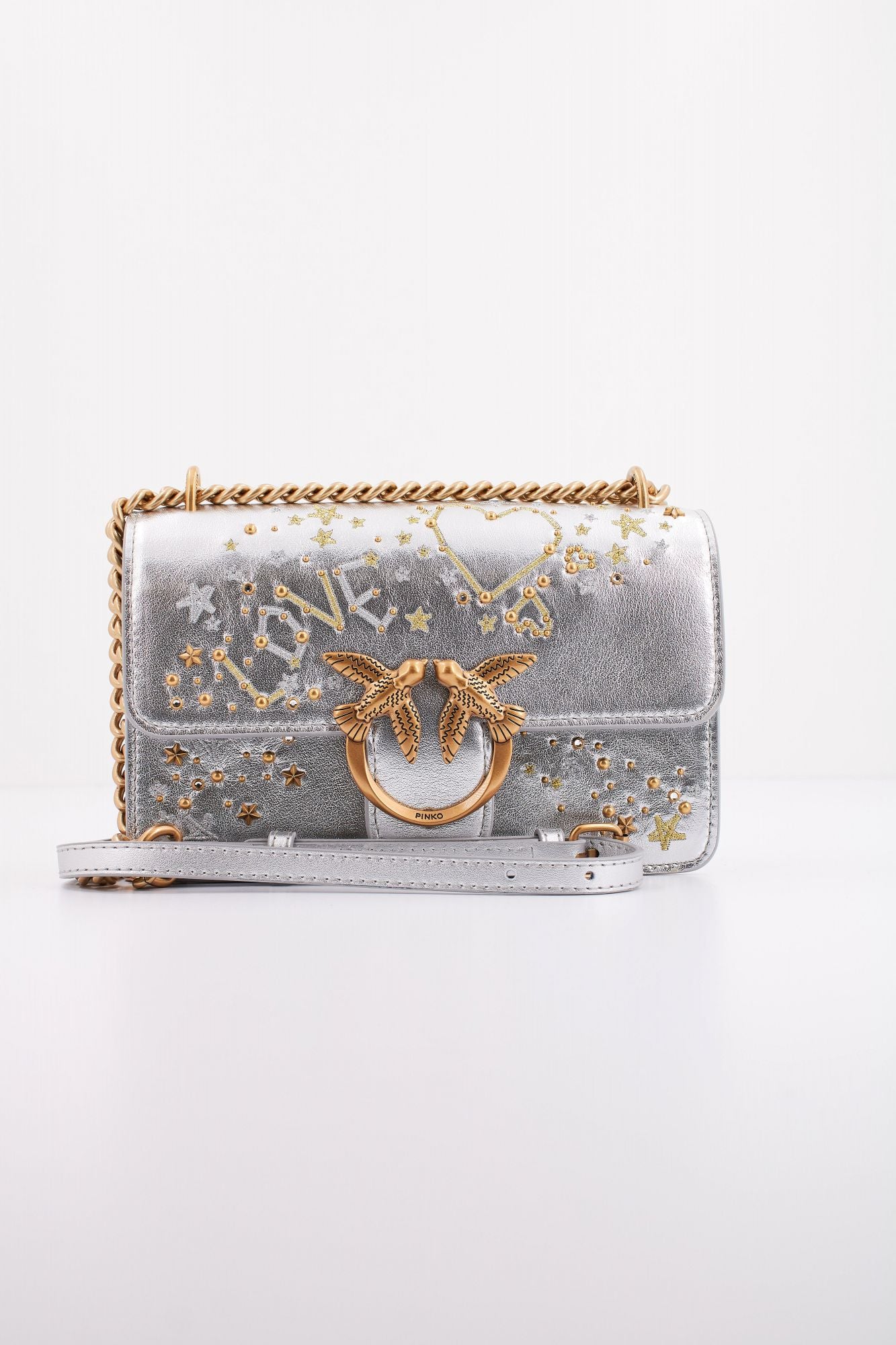 PINKO LOVE ONE MINI DC VIT. M en color PLATA (1)