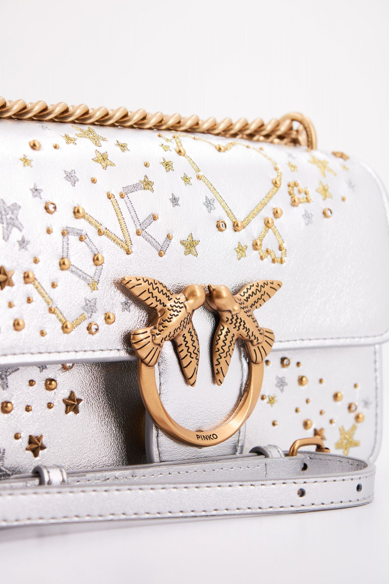 PINKO LOVE ONE MINI DC VIT. M en color PLATA (4)