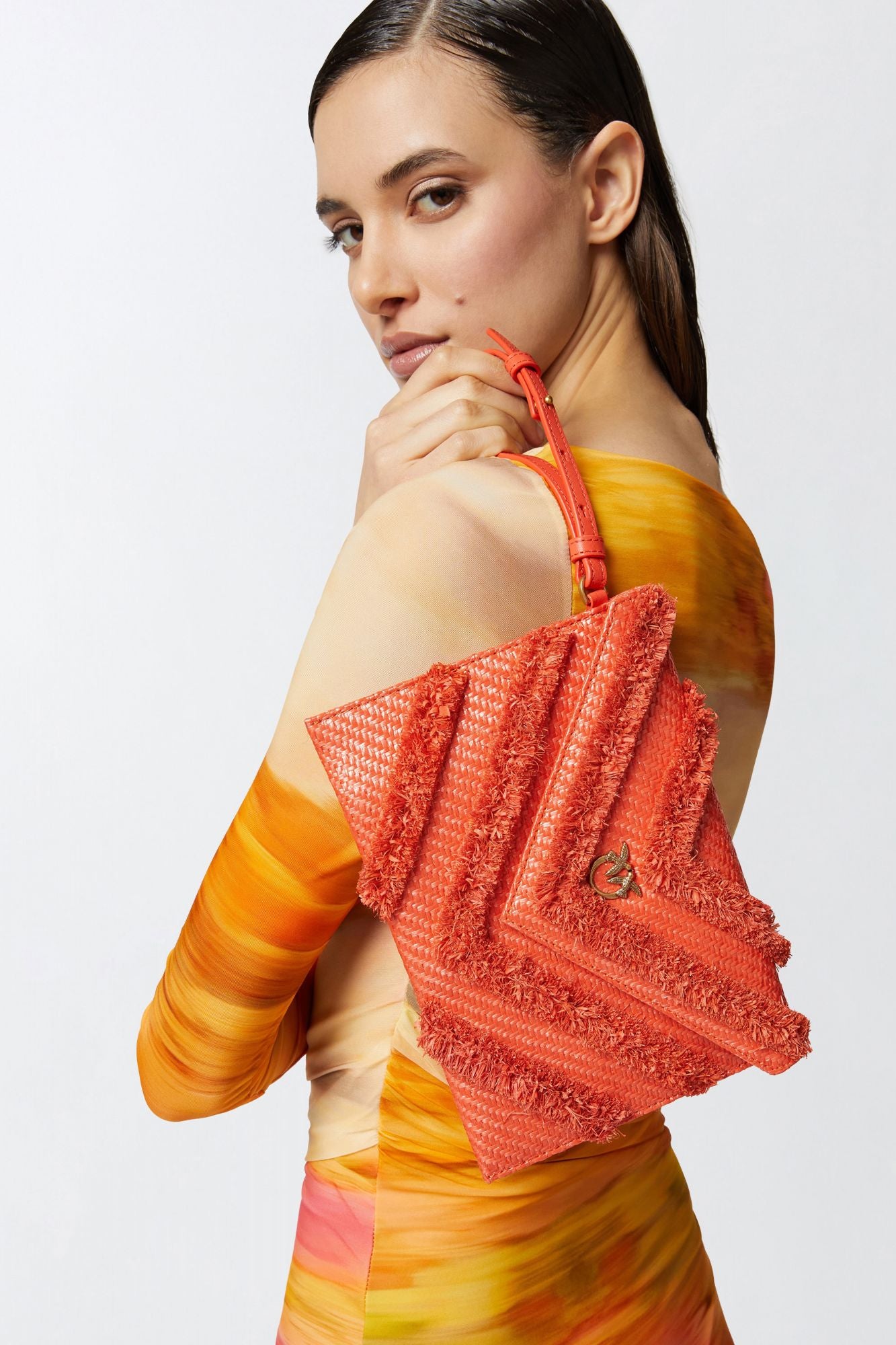PINKO FLAT PURSE HANDLE en color NARANJA (4)