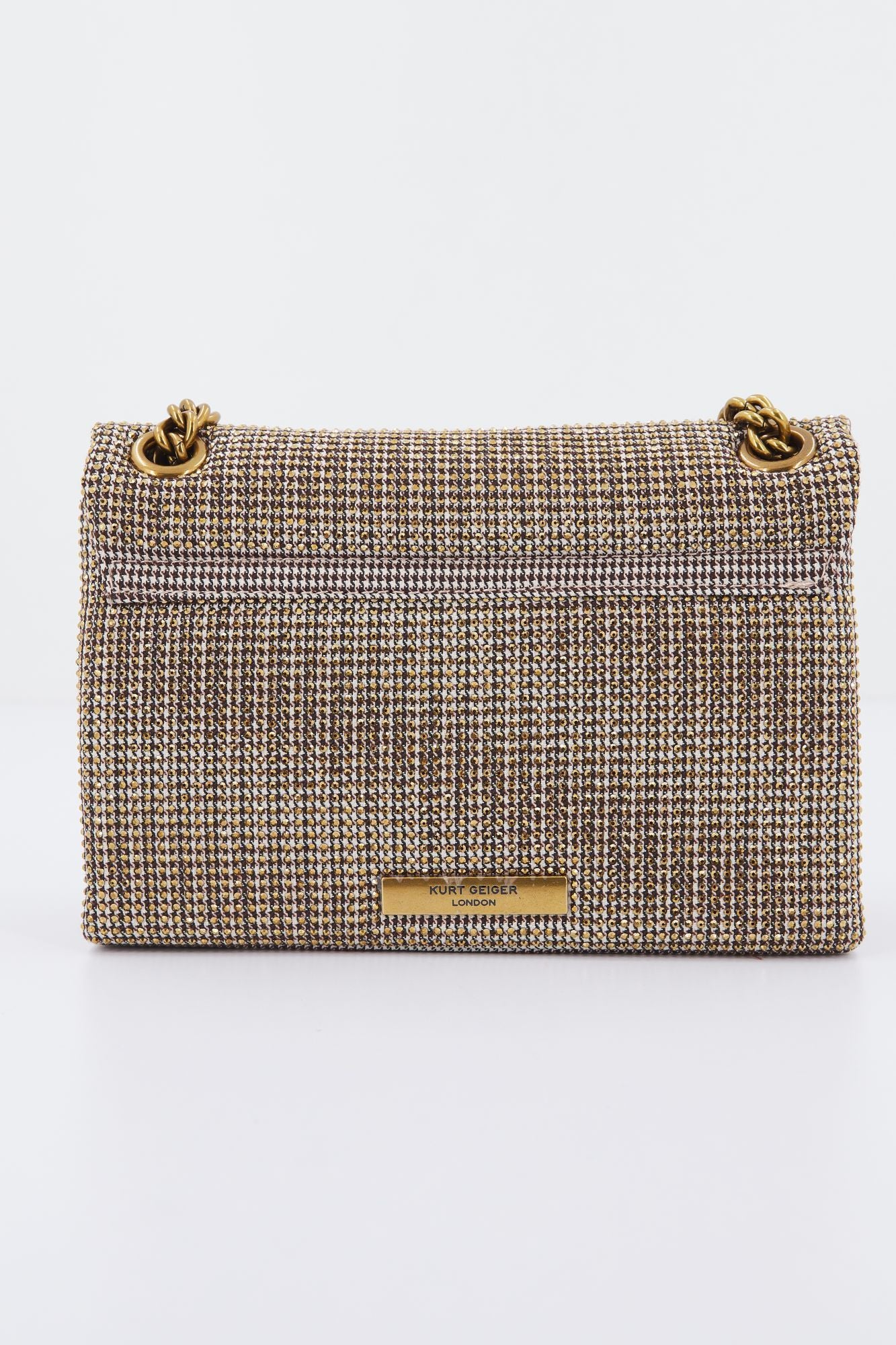 KURT GEIGER LONDON FABRIC MINI KENSINGTON en color ORO (4)