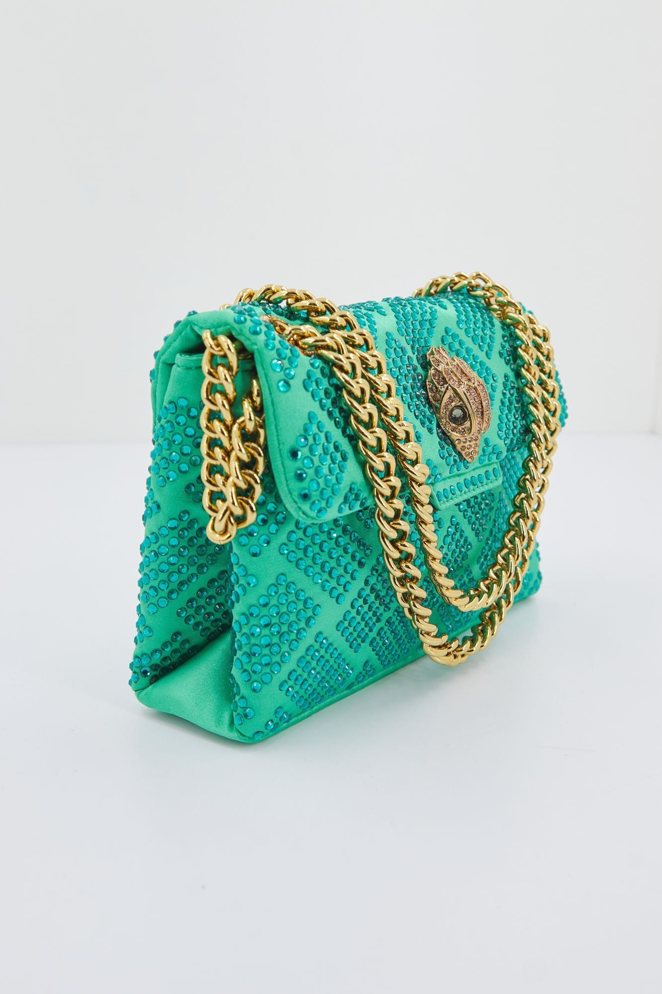 KURT GEIGER LONDON FABRIC MINI KENSINGTON en color VERDE (2)