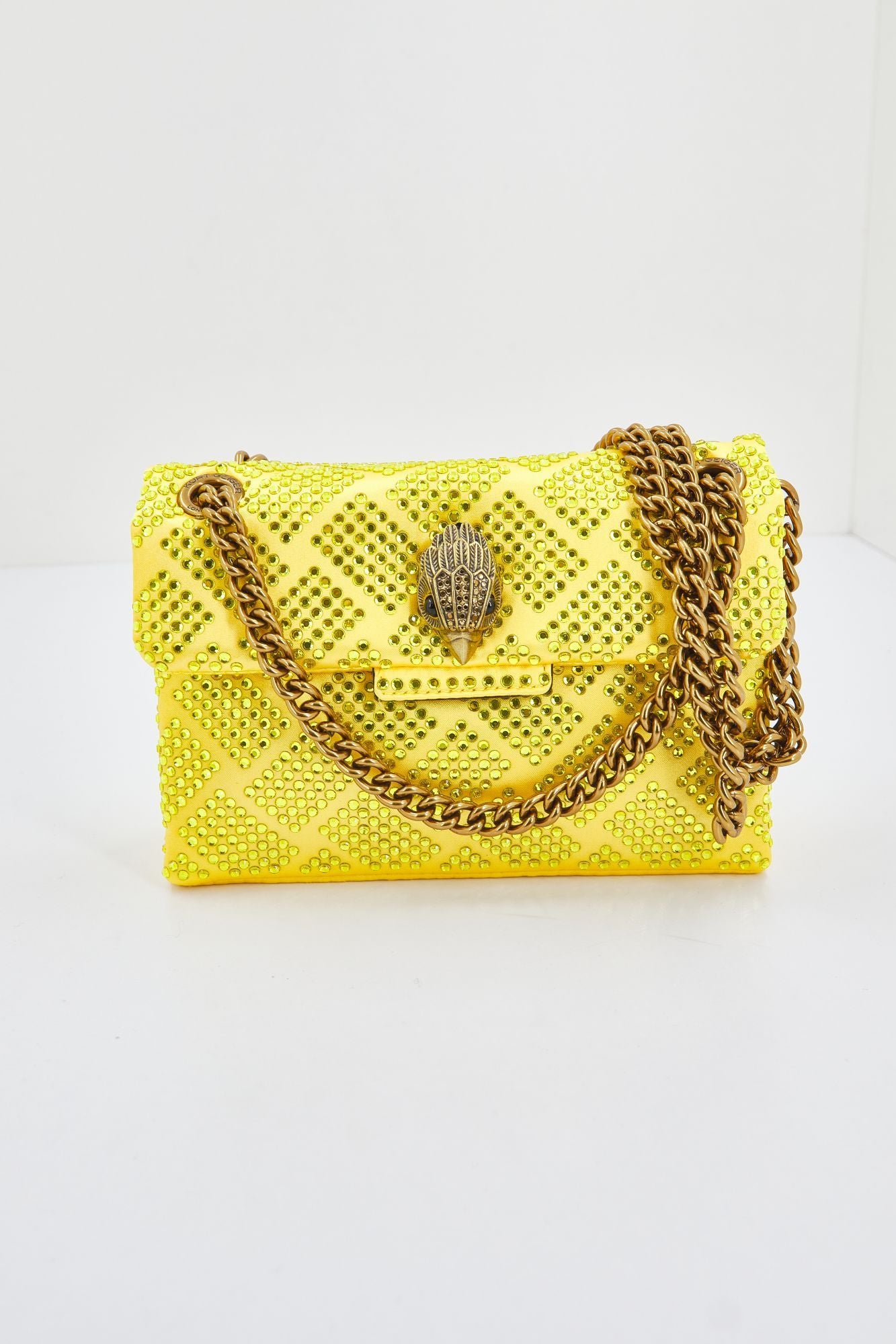 KURT GEIGER LONDON FABRIC MINI KENSINGTON en color AMARILLO (1)