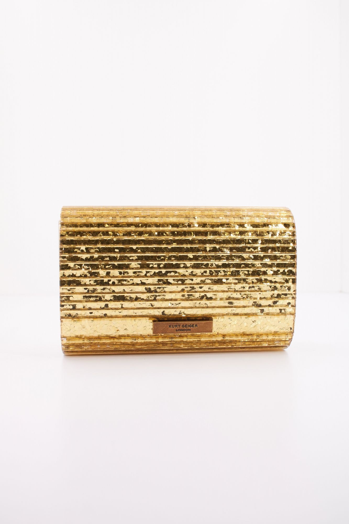 KURT GEIGER LONDON PARTU EAGLE CLUTH en color ORO (3)