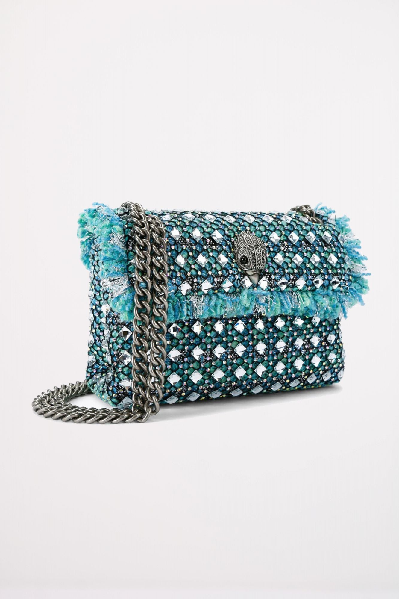 KURT GEIGER LONDON TWEED MINI KENSINGTON en color AZUL (2)
