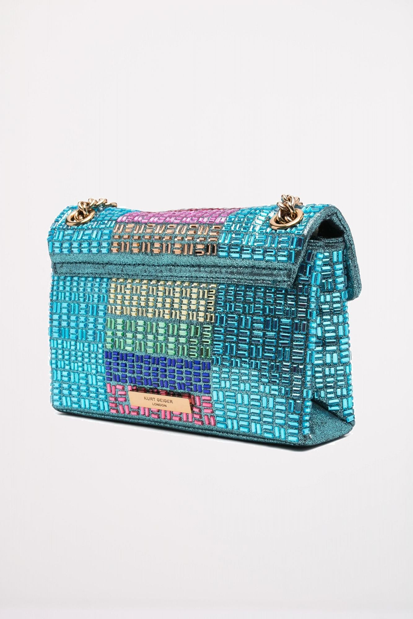 KURT GEIGER LONDON MINI KENSINGTON CRYSTAL en color AZUL (2)