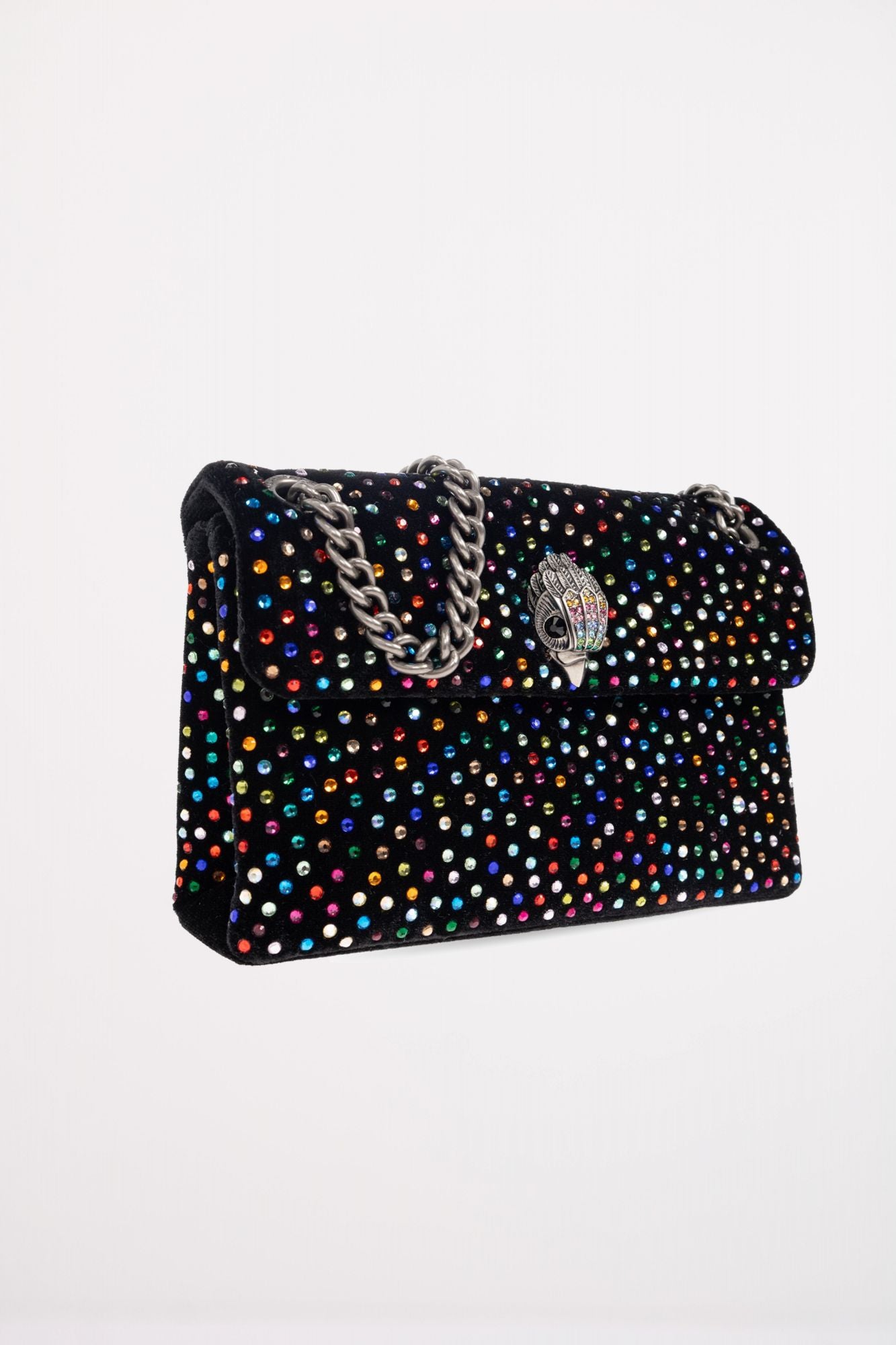 KURT GEIGER LONDON VELVET MINI KENSINGTON en color NEGRO (3)