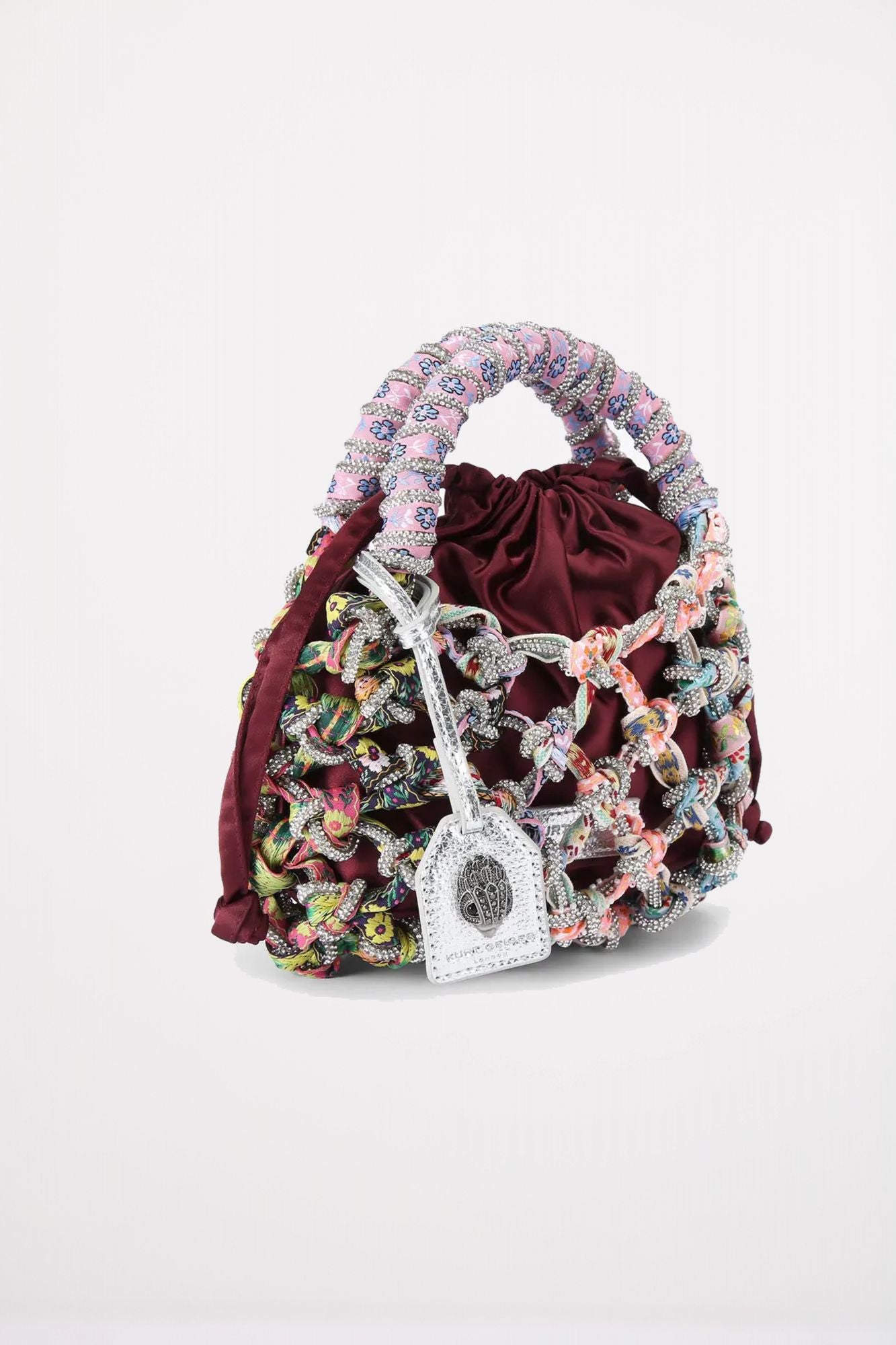 KURT GEIGER LONDON SM MACRAME CRYSTAR BAG en color BURDEOS (2)