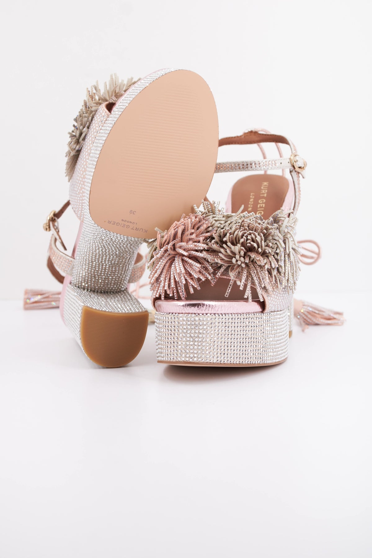 KURT GEIGER LONDON POM POM TIE PLATFORM en color ROSA (5)