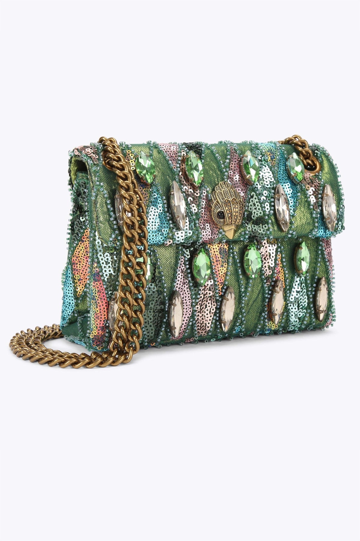 KURT GEIGER LONDON SEQUIN MINI KENSINGTON en color VERDE (4)