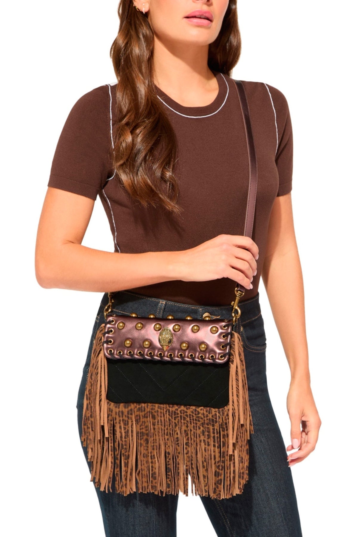 KURT GEIGER LONDON SM OXFORD FRINGE SHOOUL en color MARRON (1)
