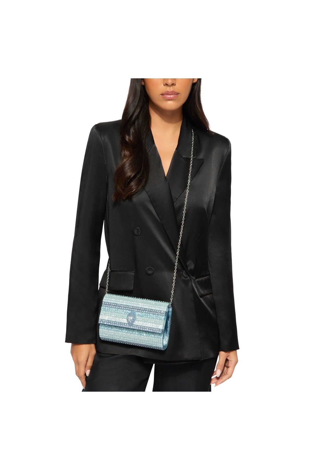 KURT GEIGER LONDON PARTY EAGLE CLUTCH DREN en color AZUL (1)