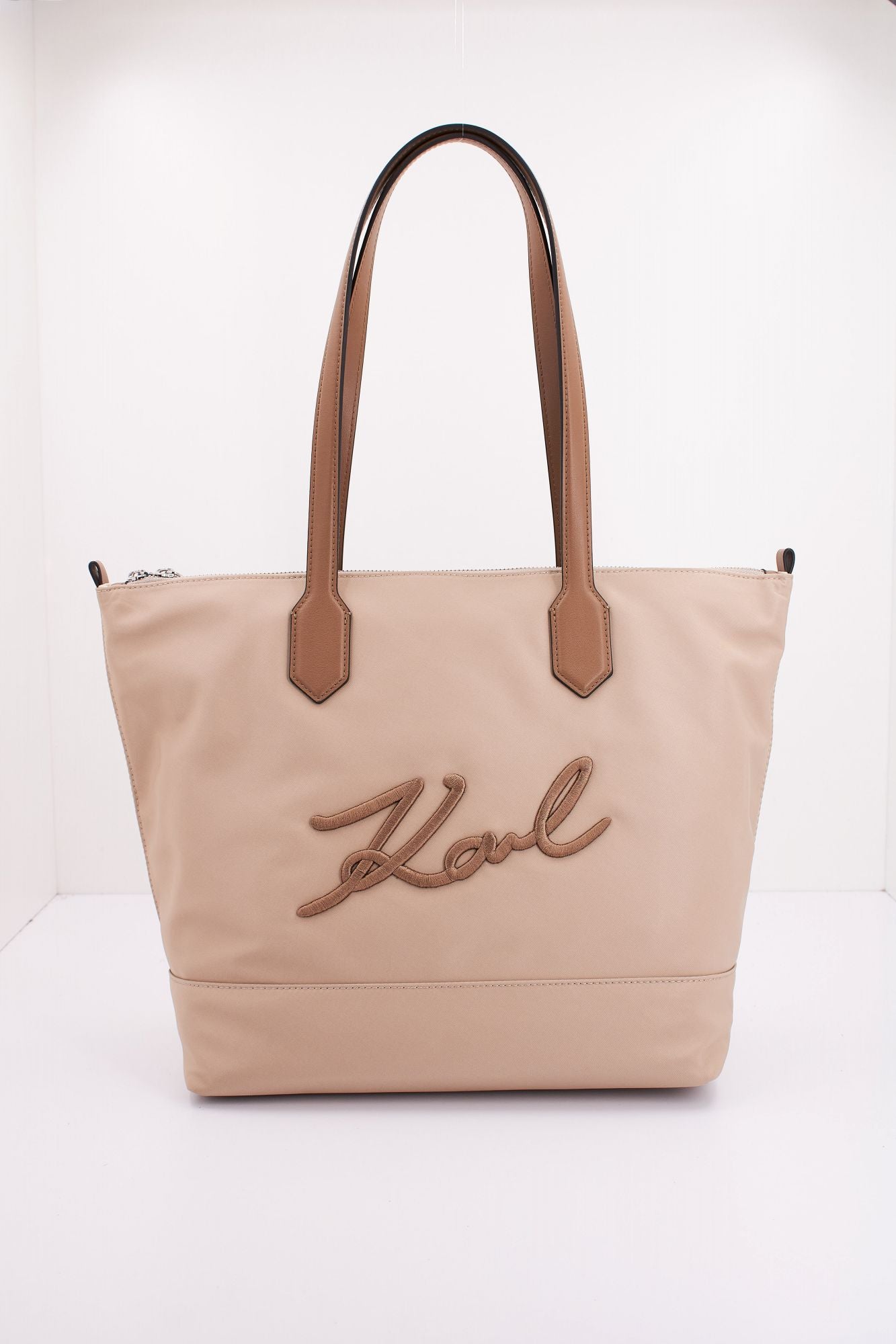 KARL LAGERFELD K/SIGNATURE NYLON MD TOTE en color MARRON CLARO (1)