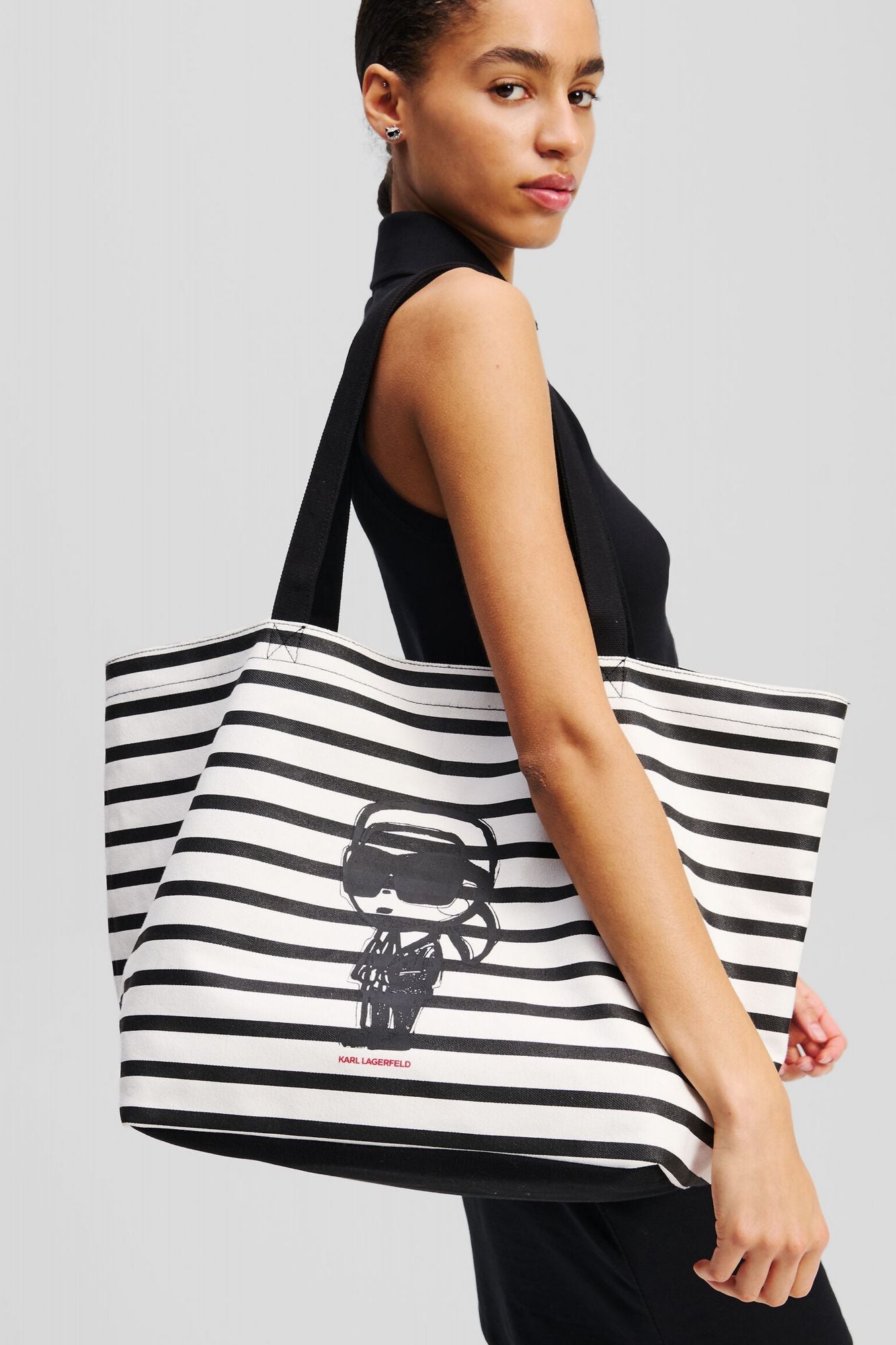 KARL LAGERFELD IKON PRINT STRIPE SHOPPER en color AZUL (4)