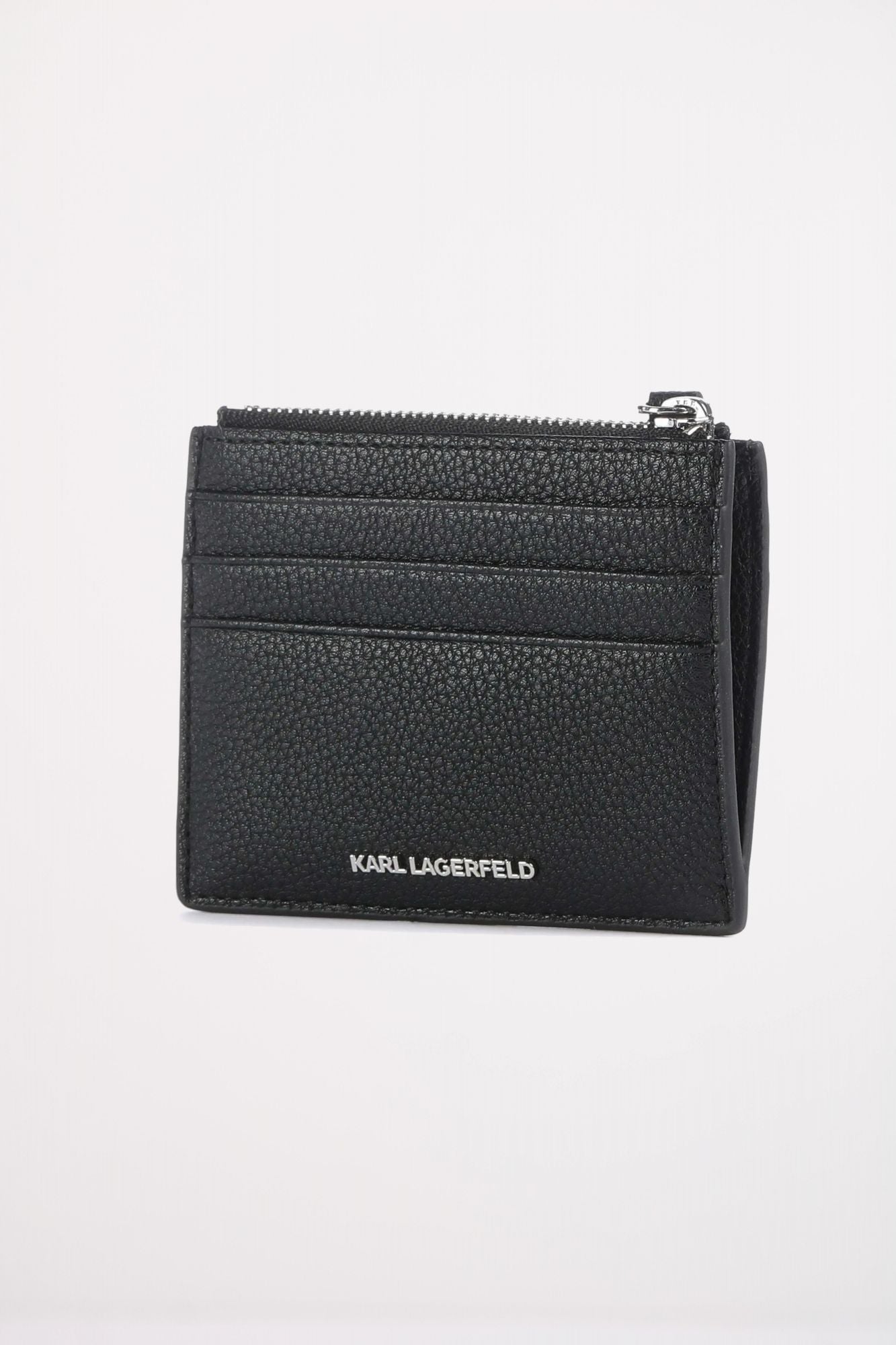 KARL LAGERFELD IKON GRAINY ZIP CARDHOLDER en color NEGRO (2)