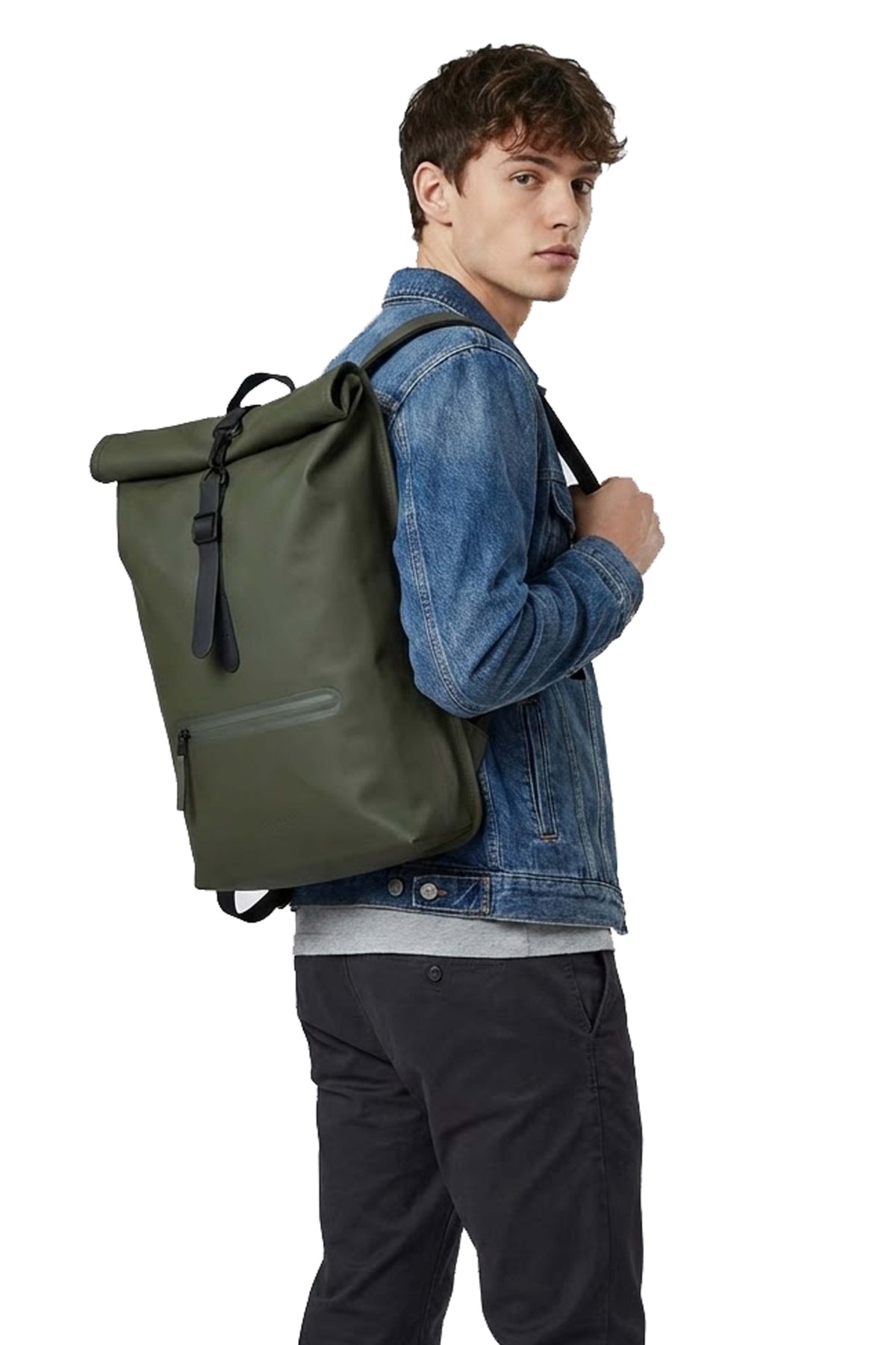 RAINS ROLLTOP RUCKSACK W3 en color VERDE (1)
