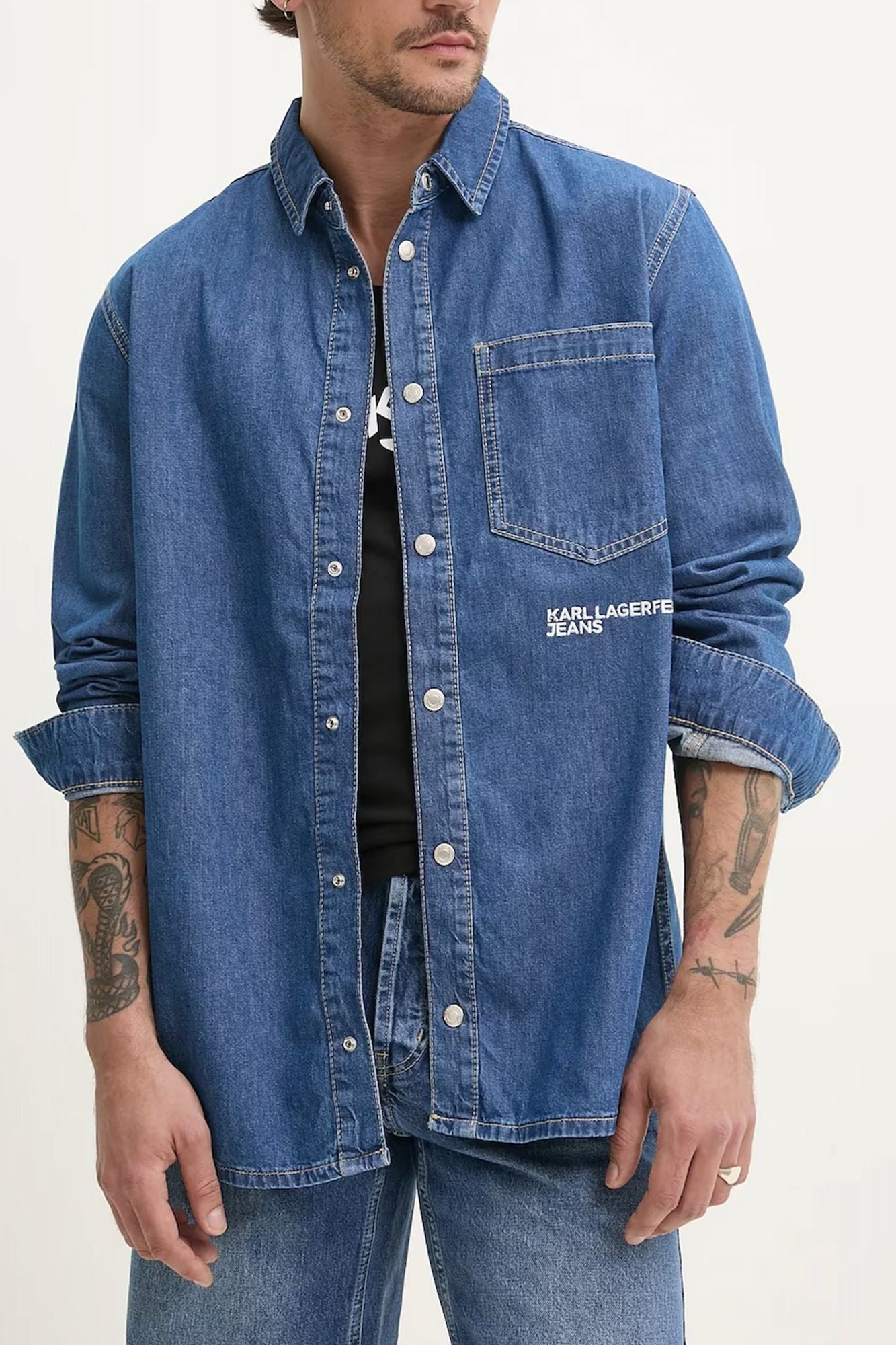 KARL LAGERFELD JEANS KLJ REGULAR DENIM SHIRT en color AZUL (1)