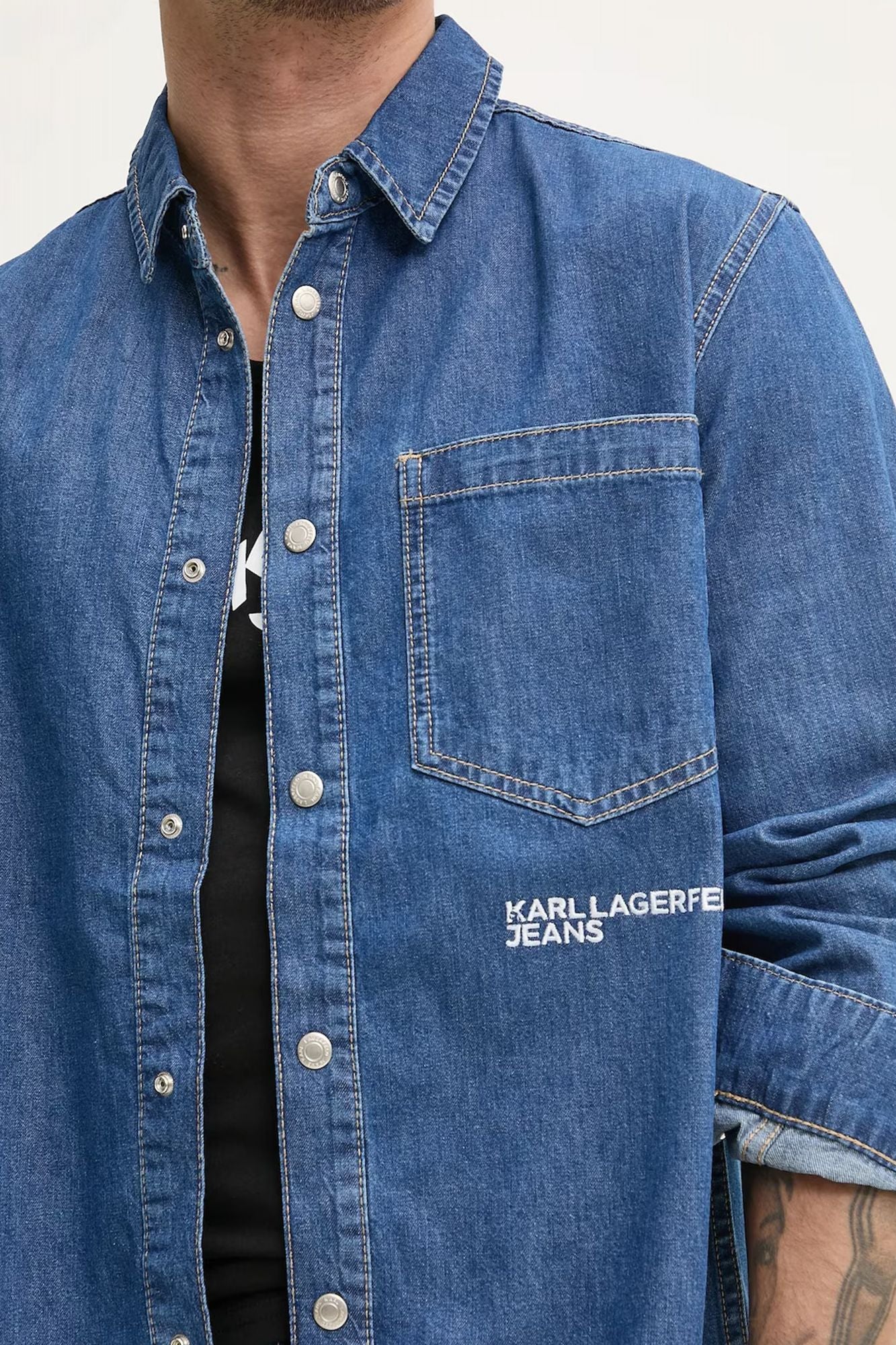 KARL LAGERFELD JEANS KLJ REGULAR DENIM SHIRT en color AZUL (2)