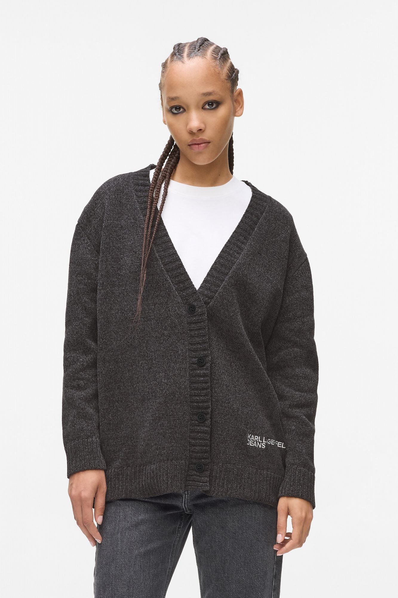 KARL LAGERFELD JEANS OVERSIZED CARDI en color GRIS (1)