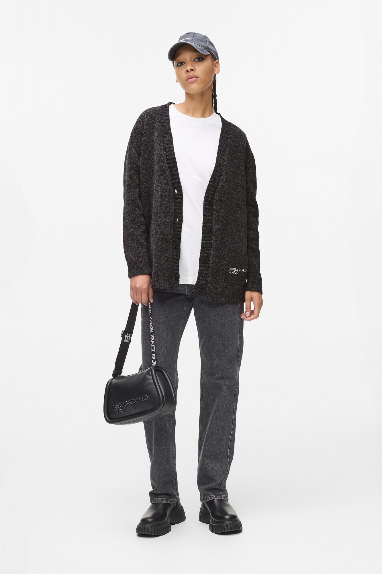 KARL LAGERFELD JEANS OVERSIZED CARDI en color GRIS (4)