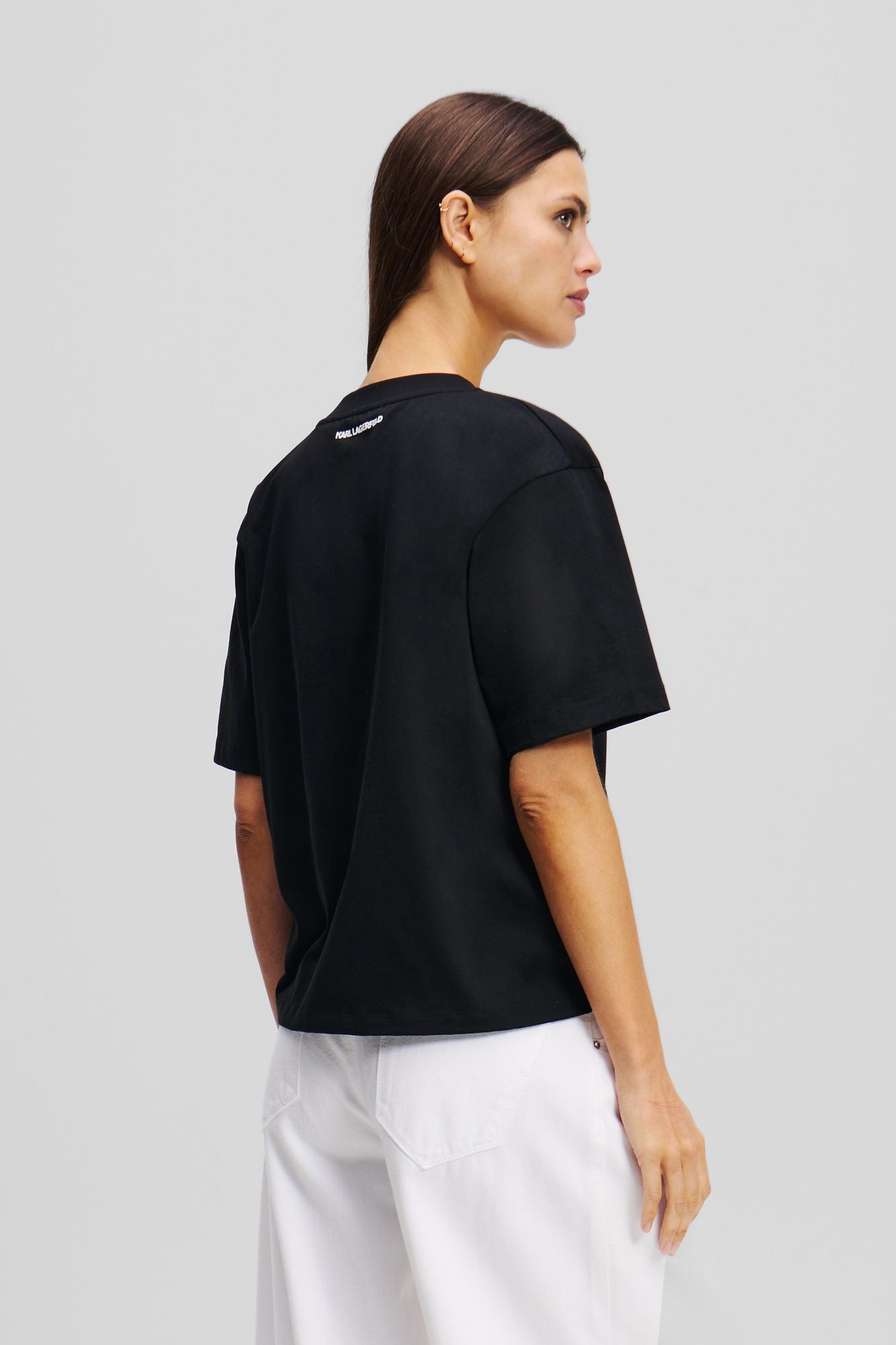 KARL LAGERFELD JEANS KARL SIGNATURE HEM V-NK TS en color NEGRO (3)