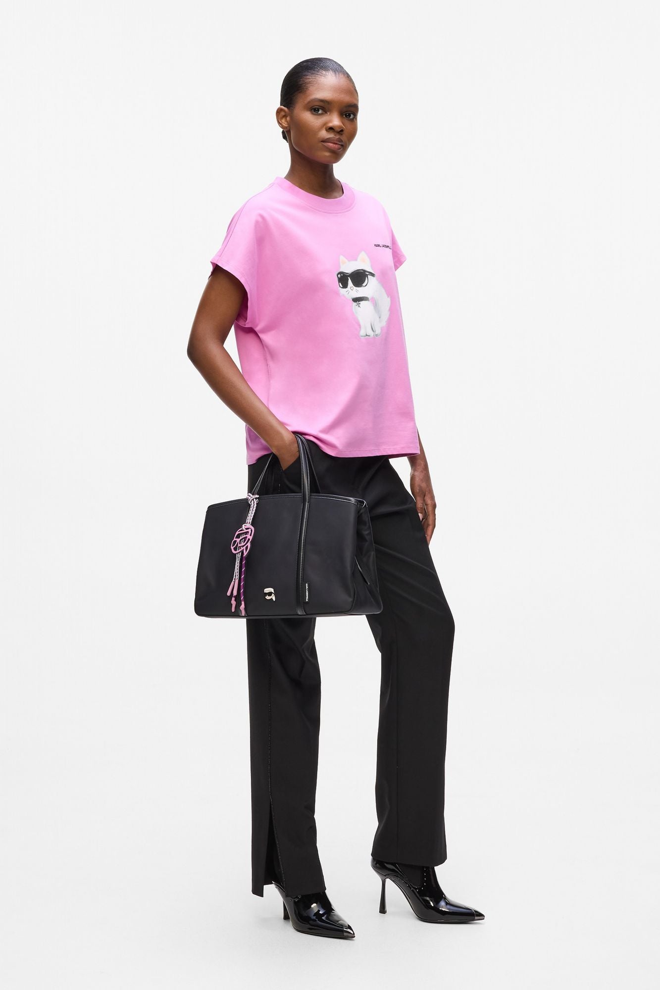KARL LAGERFELD JEANS IKON AQUARELLE C LOOSE T-S en color ROSA (4)