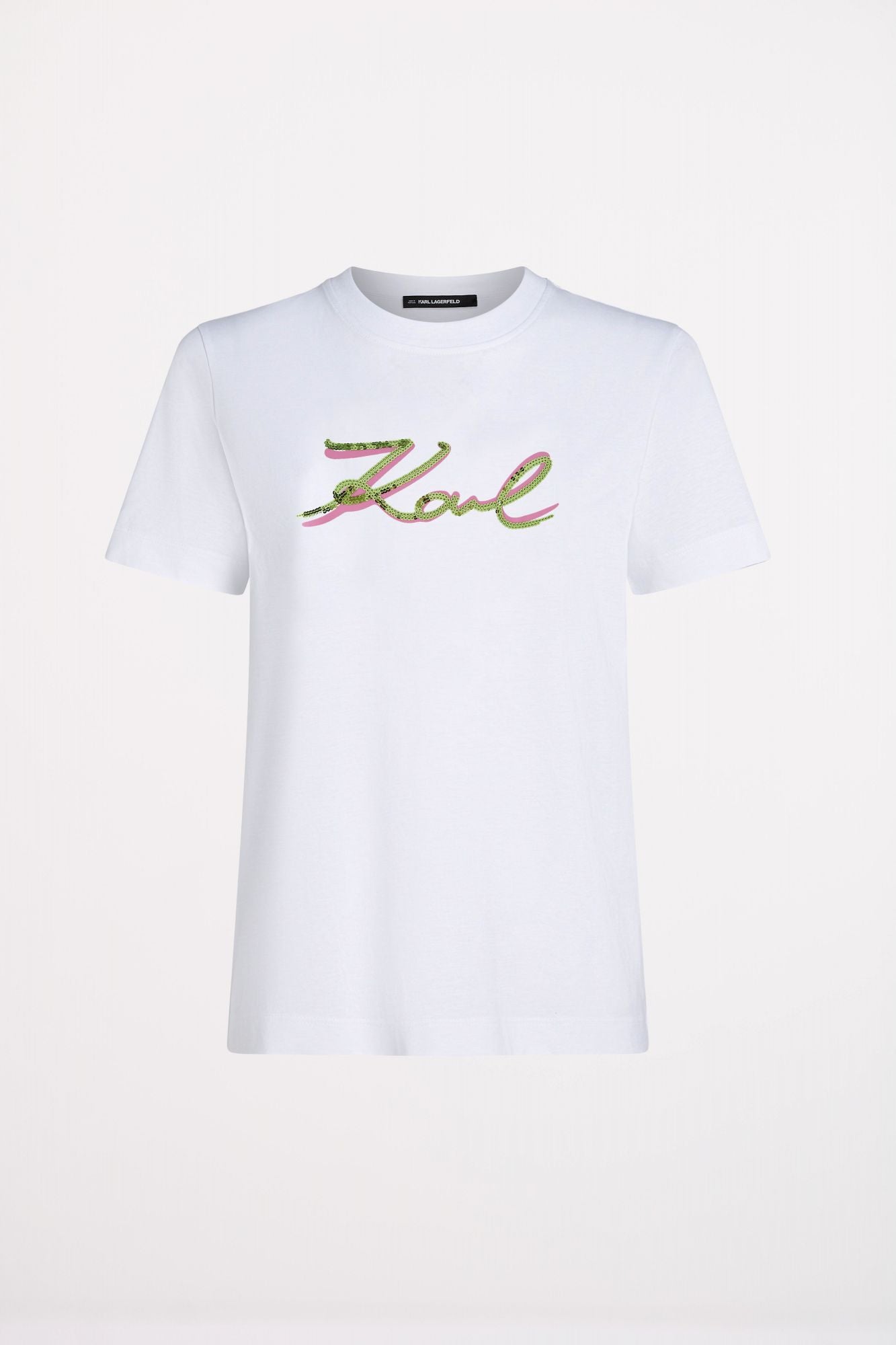 KARL LAGERFELD JEANS SIGNATURE SEQUINS T-SHIRT en color BLANCO (2)