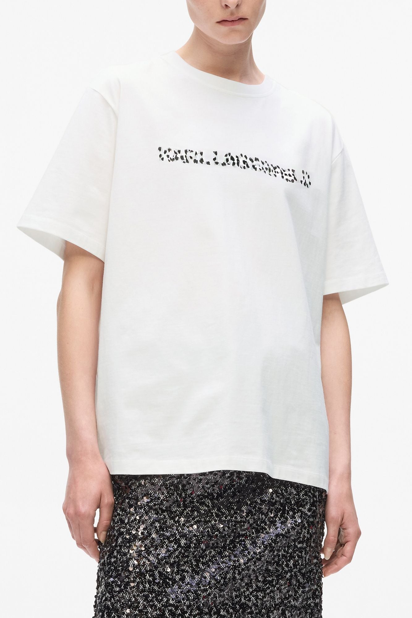 KARL LAGERFELD JEANS SNOW LEO LOGO OVERSIZED TS en color BLANCO (1)