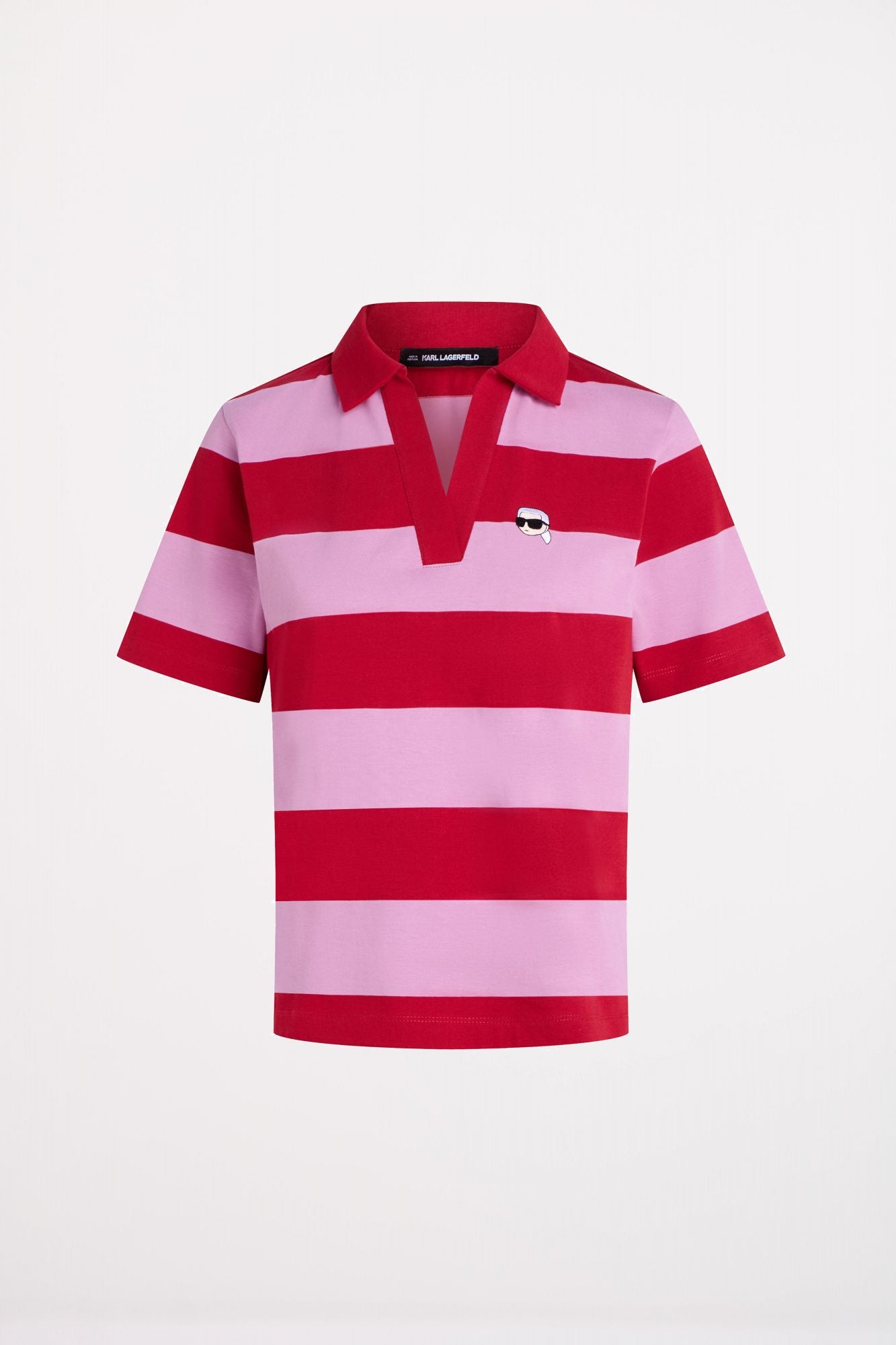 KARL LAGERFELD JEANS IKON PATCH STRIPE SSLV POL en color ROSA (2)