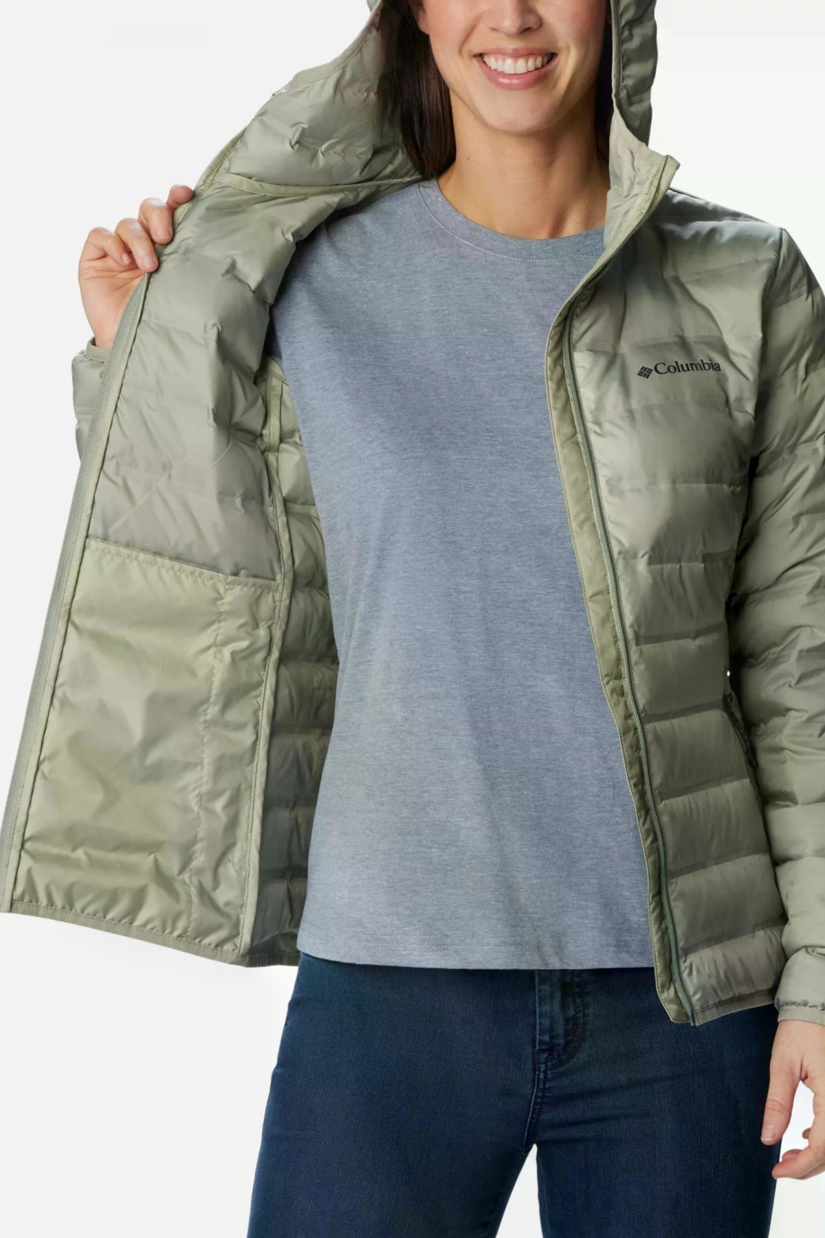 COLUMBIA LAKE 22 II DOWN HOODED JA en color VERDE (3)