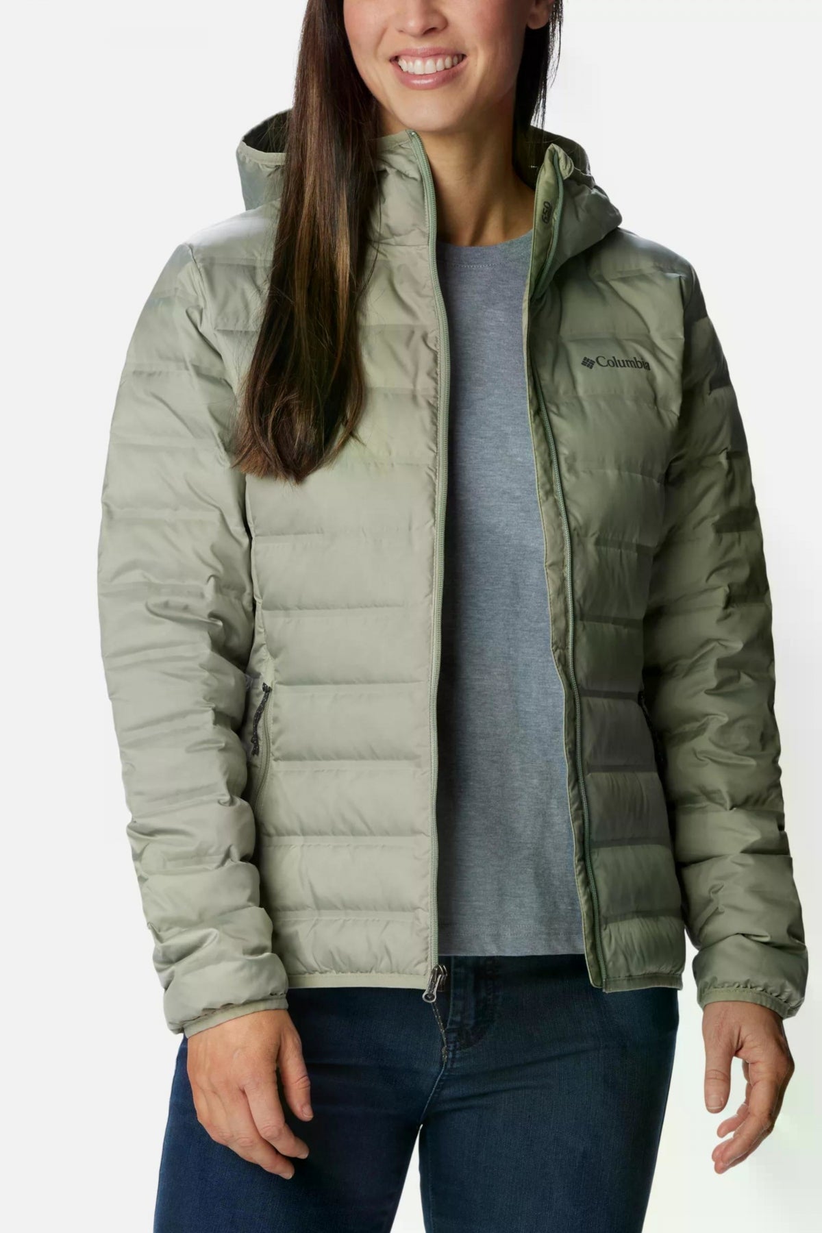 COLUMBIA LAKE 22 II DOWN HOODED JA en color VERDE (4)