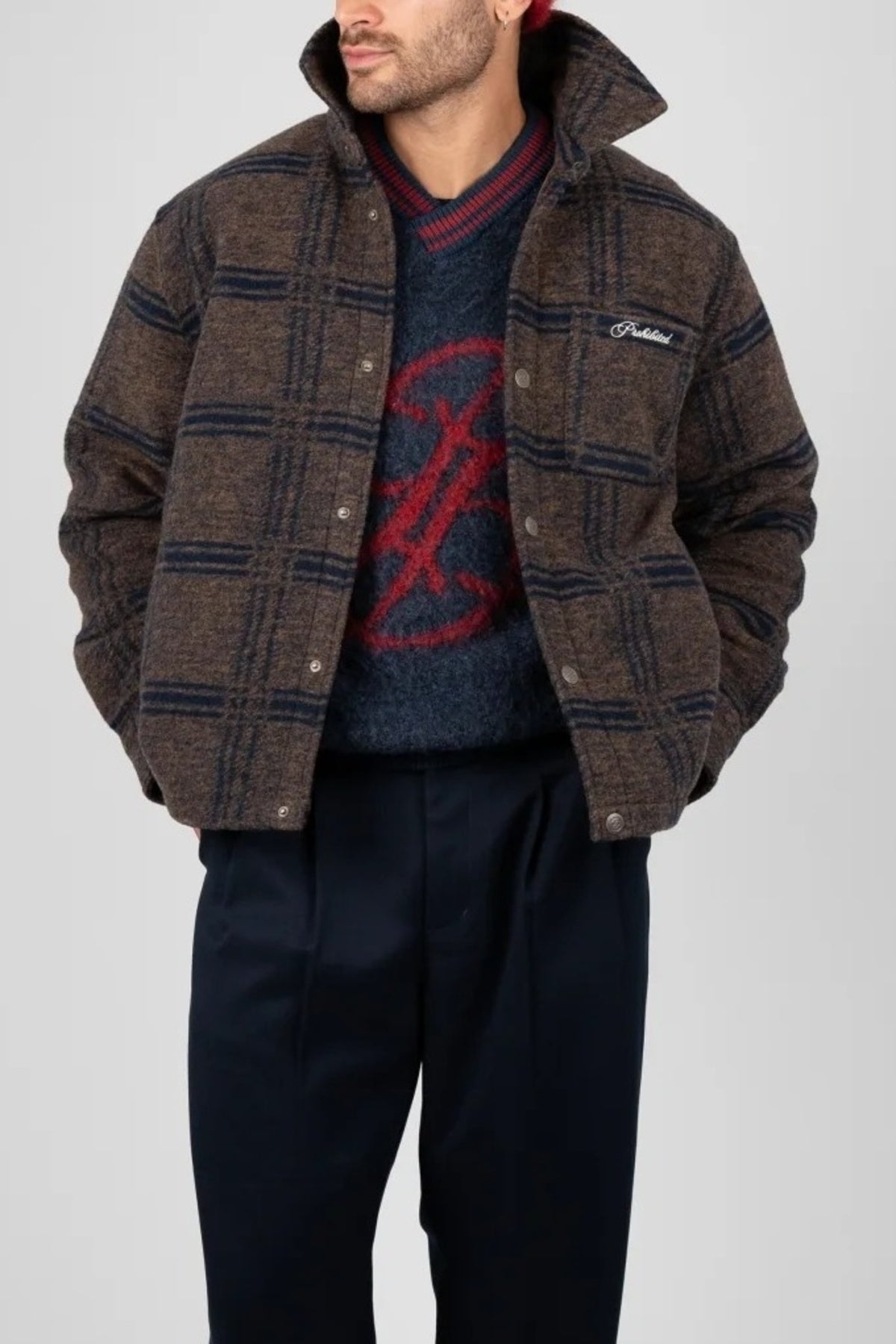 PROHIBITED BACK AGAIN FLANNEL OVERSHIRT en color MARRON (1)