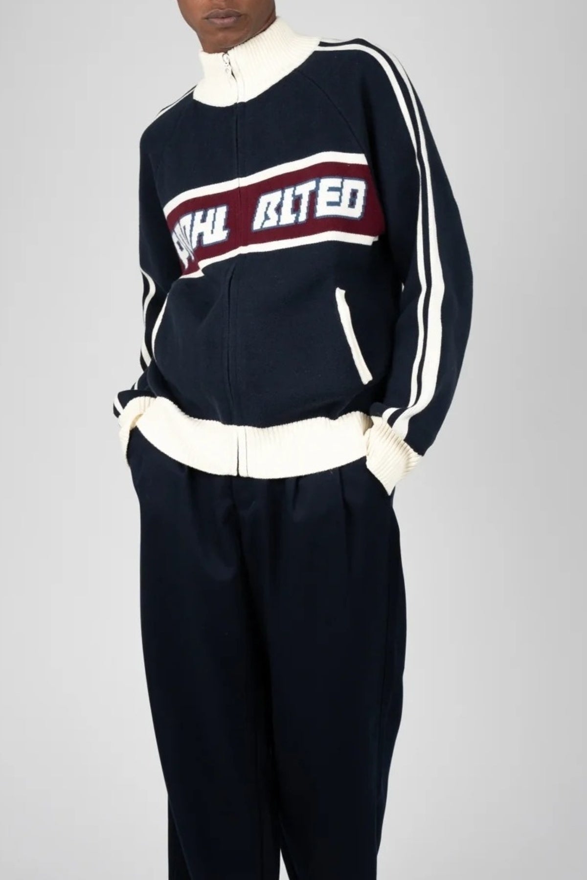PROHIBITED LETTERMAN KNIT JACKET en color (1)