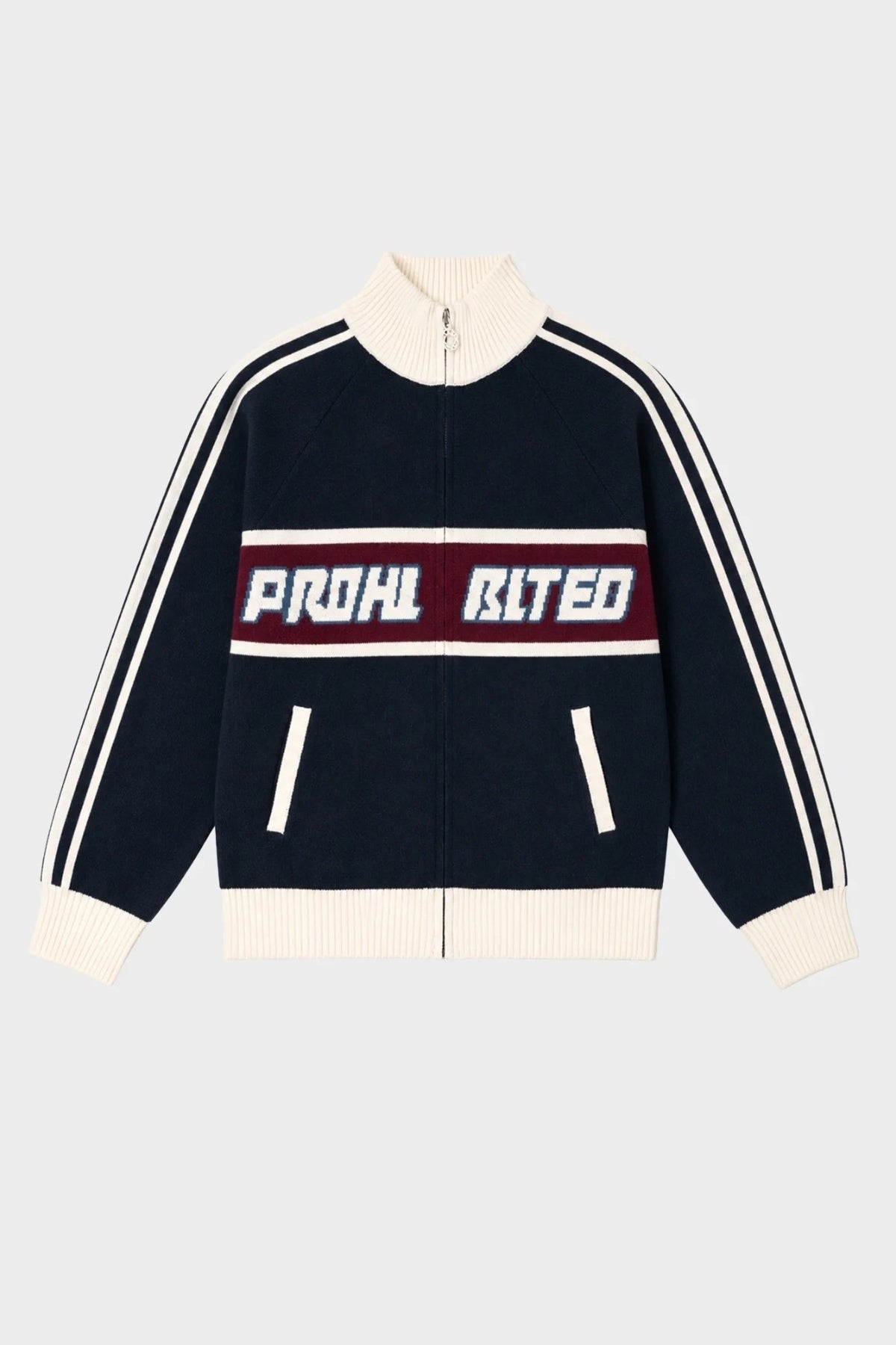 PROHIBITED LETTERMAN KNIT JACKET en color (3)