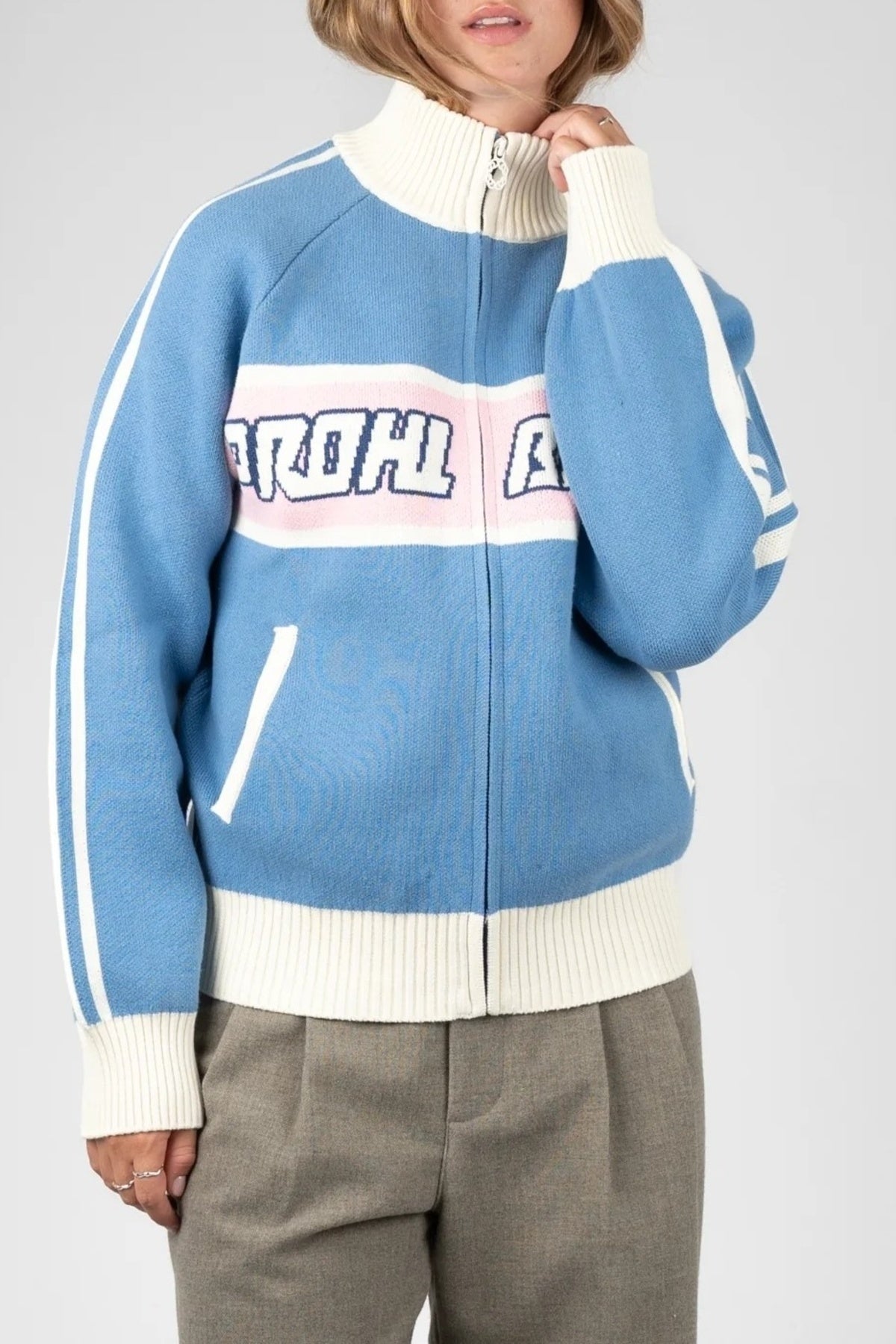 PROHIBITED LETTERMAN KNIT JACKET en color (1)