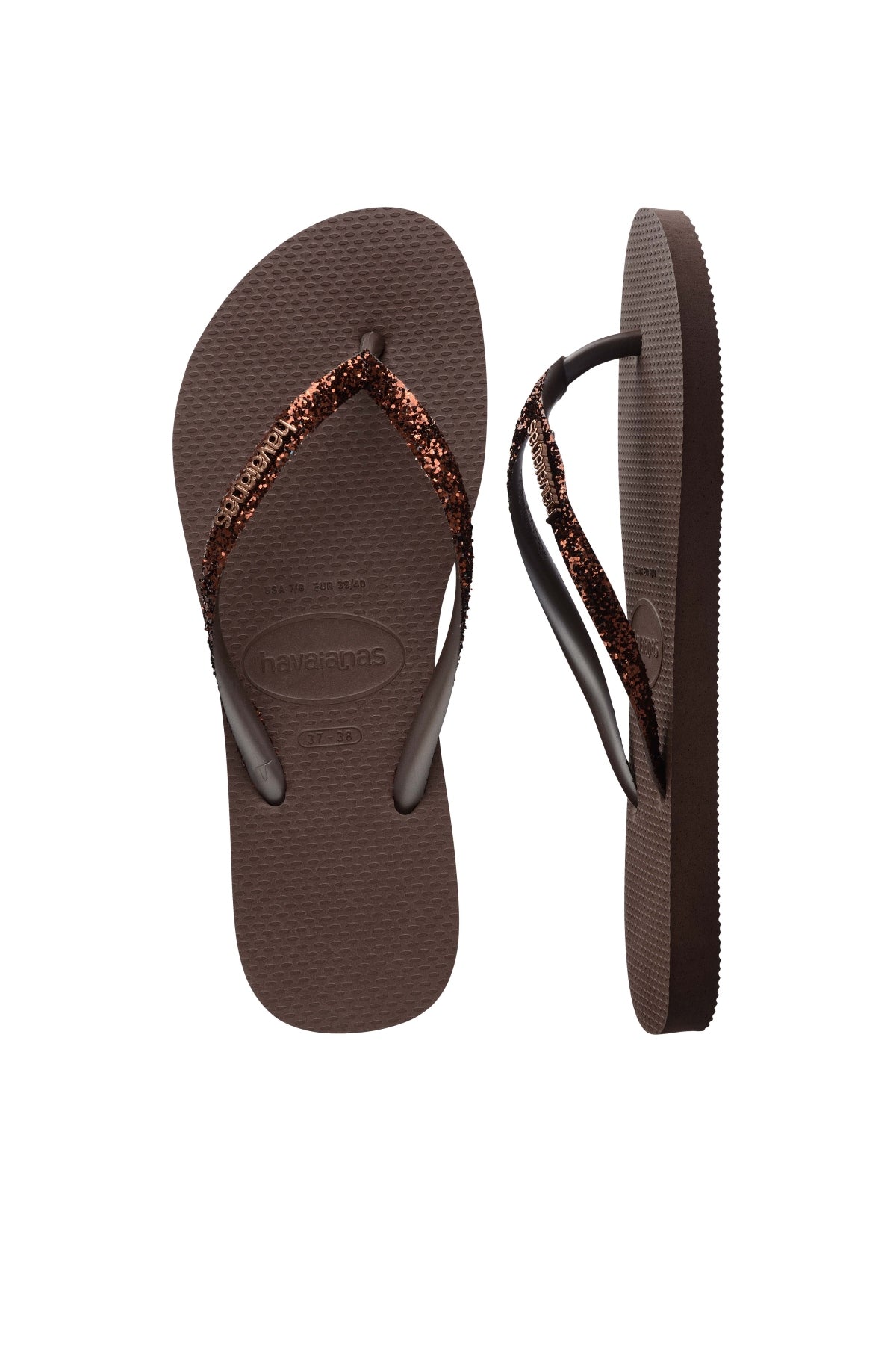 HAVAIANAS SLIM GLITTER II 4146975 en color MARRON (3)