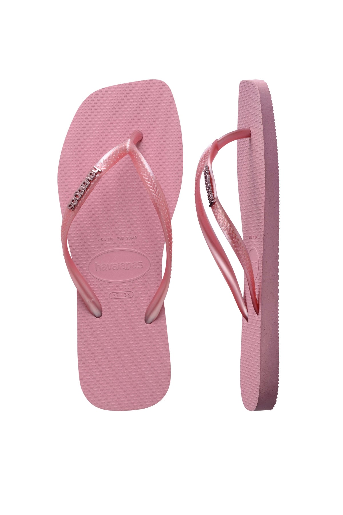 HAVAIANAS SQUARE LOGO METALLIC en color ROSA (3)