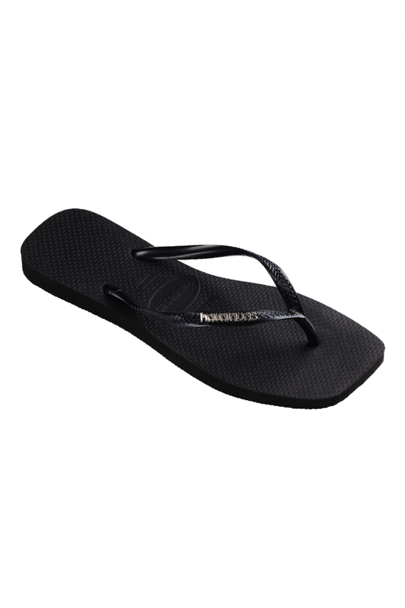 HAVAIANAS SQUARE LOGO METALLIC en color NEGRO (2)
