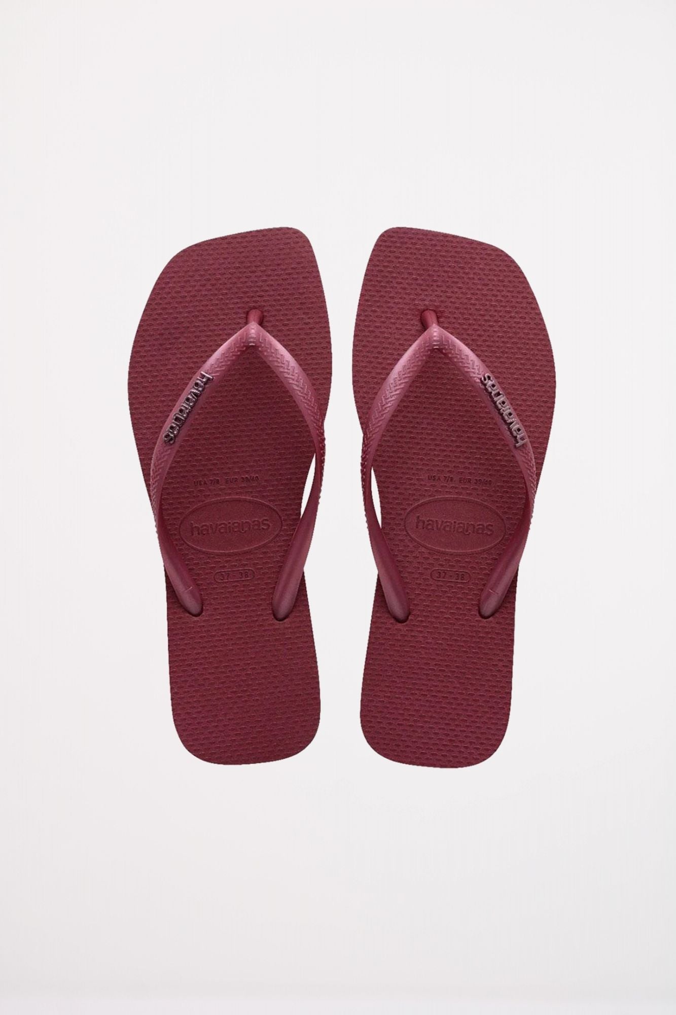 HAVAIANAS SQUARE LOGO METALLIC en color BURDEOS (1)