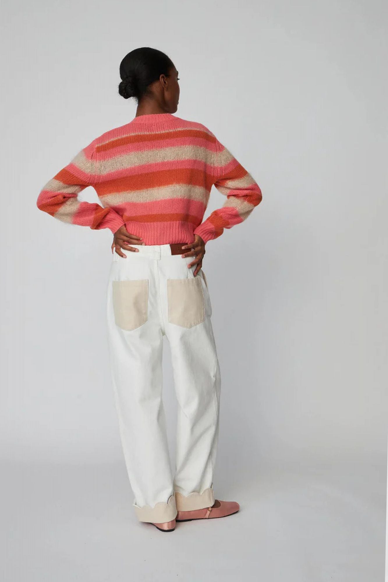 STELLA NOVA TWO-TONED COTTON PANTS en color BLANCO (2)