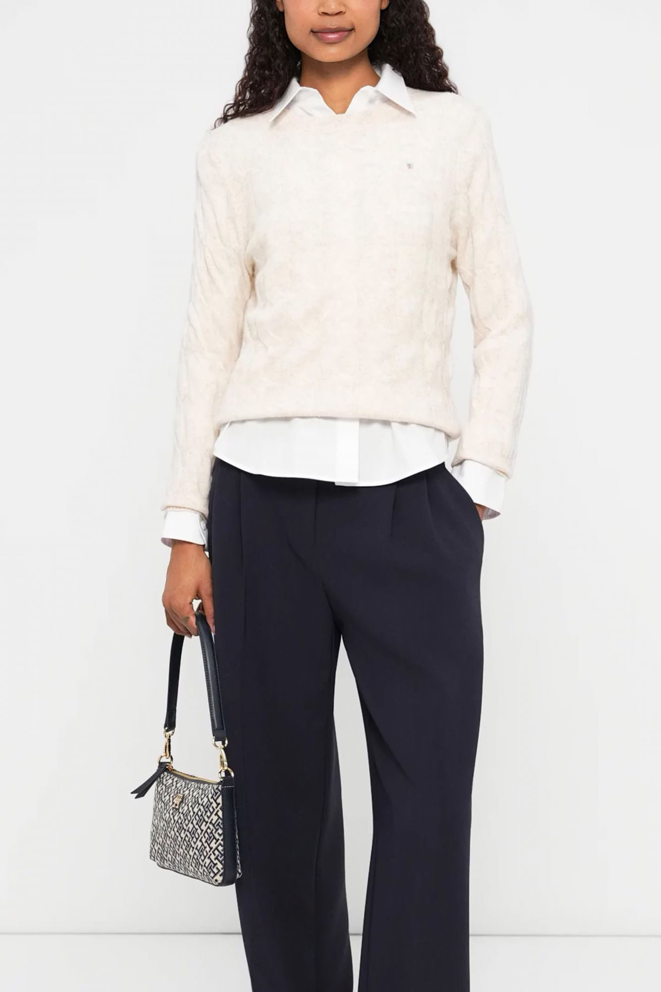 TOMMY HILFIGER CO CABLE C-NK LS SWEATER en color BLANCO (2)