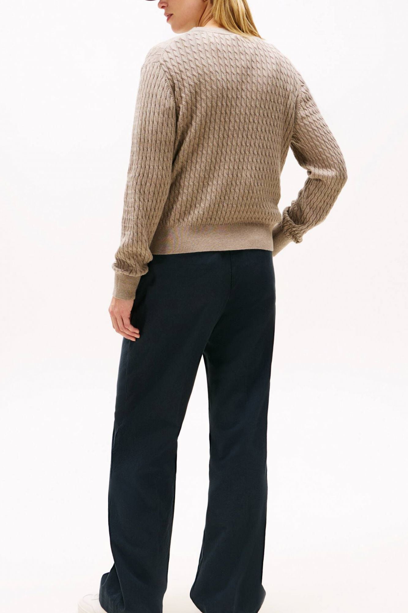 TOMMY HILFIGER CABLE C-NK LS SWEATER en color MARRON (2)