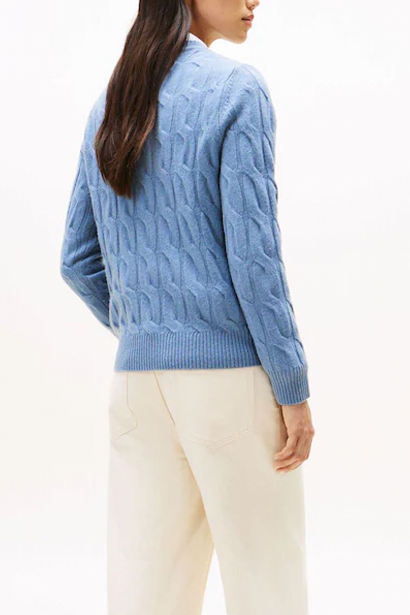 TOMMY HILFIGER SOFT WOOL CABLE C-NK LS en color AZUL (2)